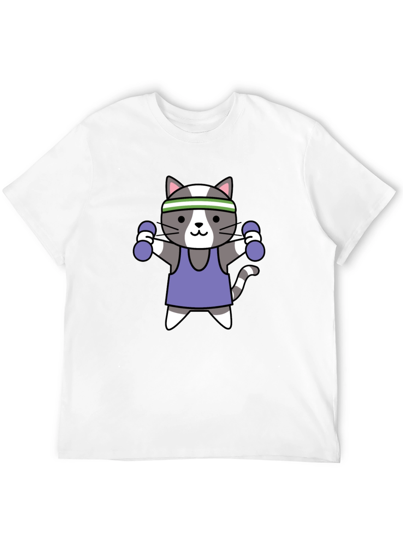 Workout Cat Graphic T-Shirt - Black Cotton Tee