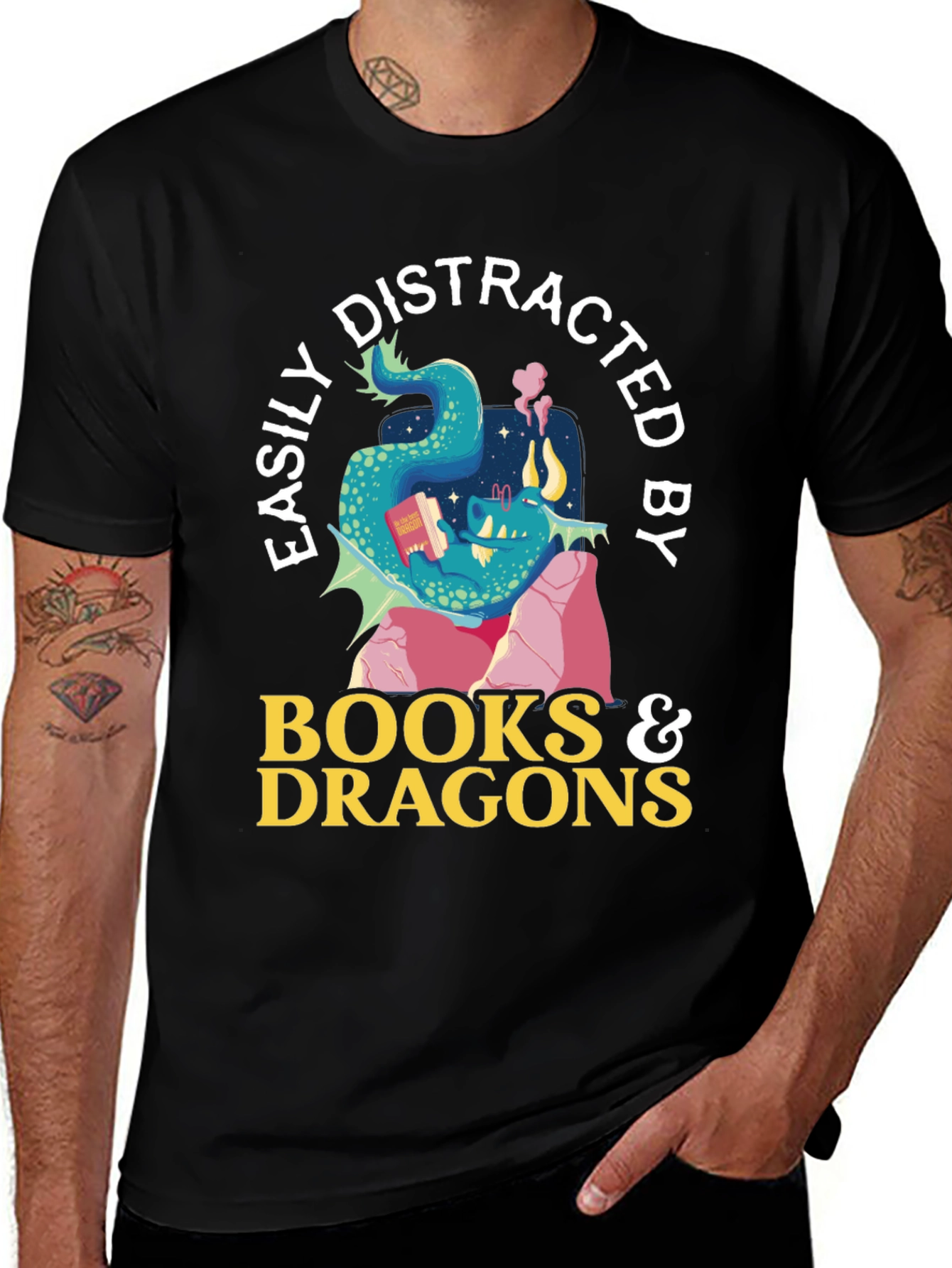 Easily Distracted by Books and Dragons T-Shirt