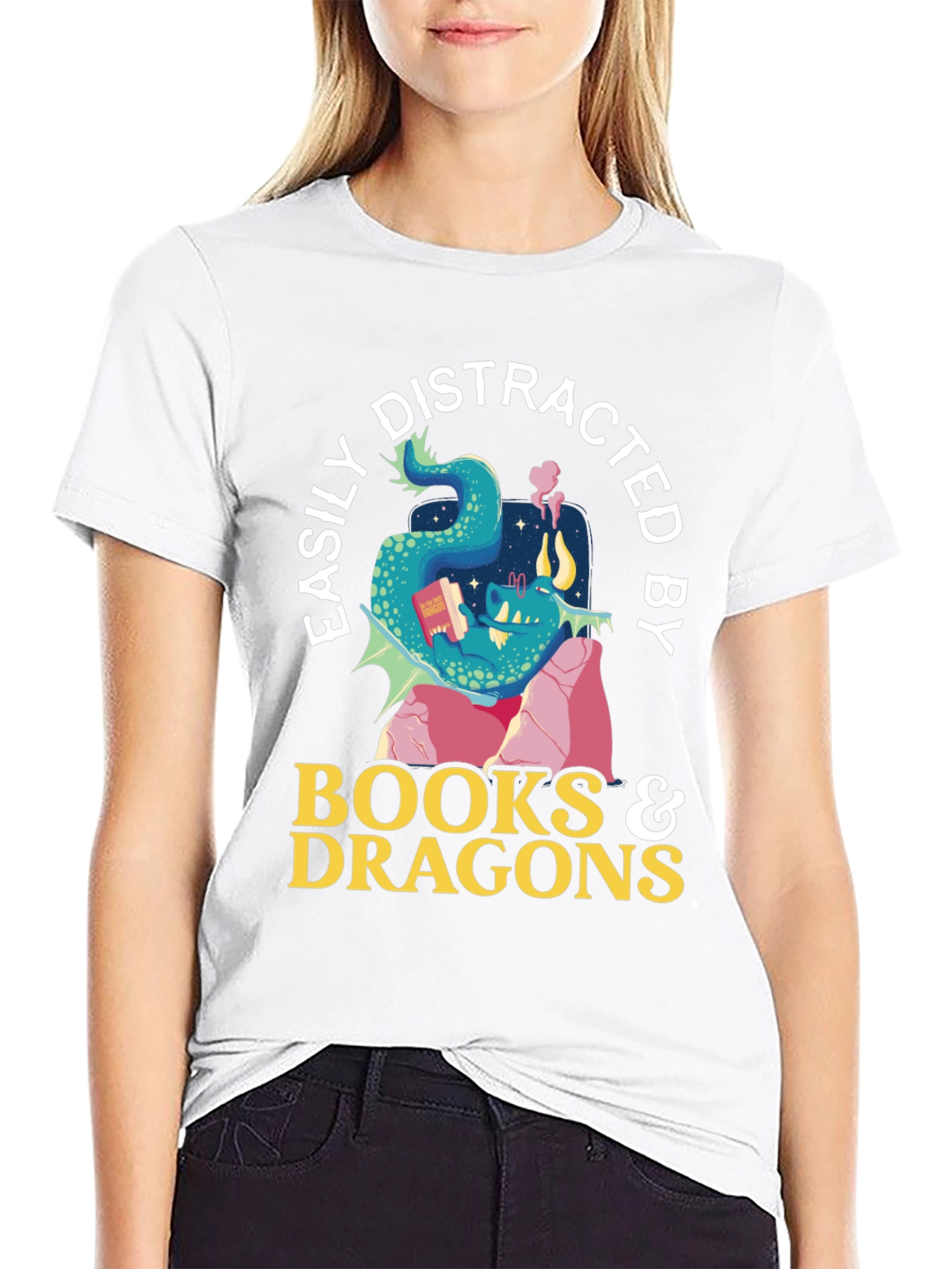 Easily Distracted by Books and Dragons T-Shirt