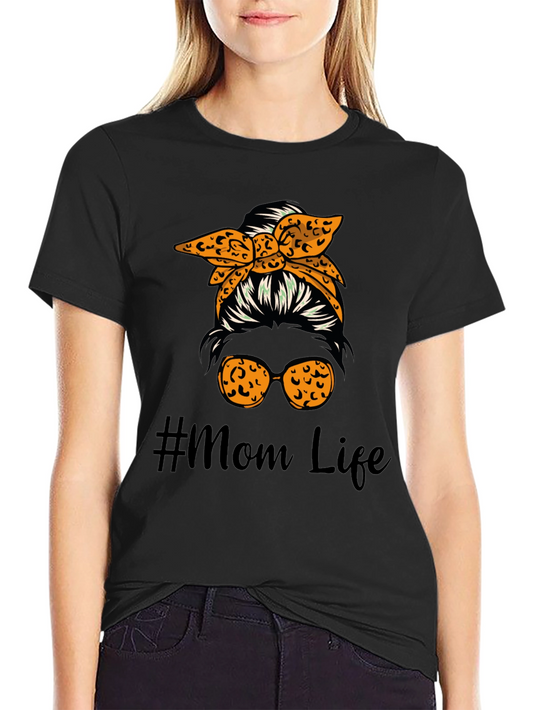 #Mom Life Messy Bun Graphic Tee - Cute Casual Style