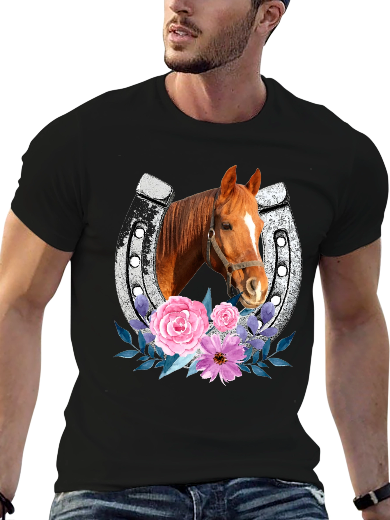 Horse & Horseshoe Floral Tee
