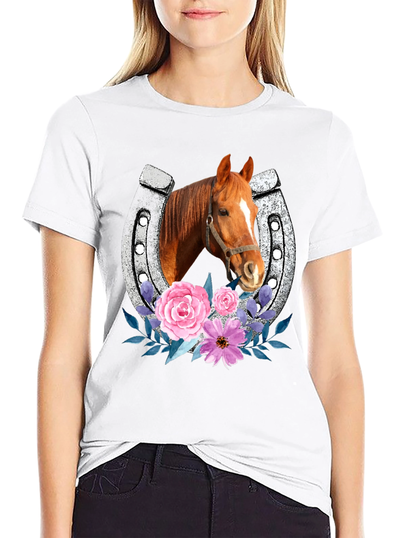 Horse & Horseshoe Floral Tee