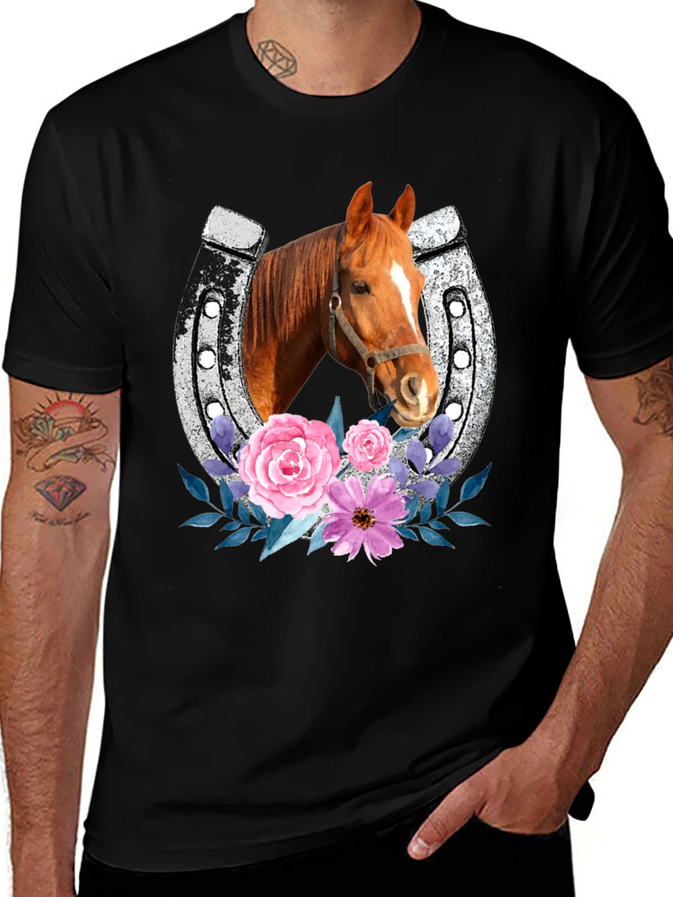 Horse & Horseshoe Floral Tee