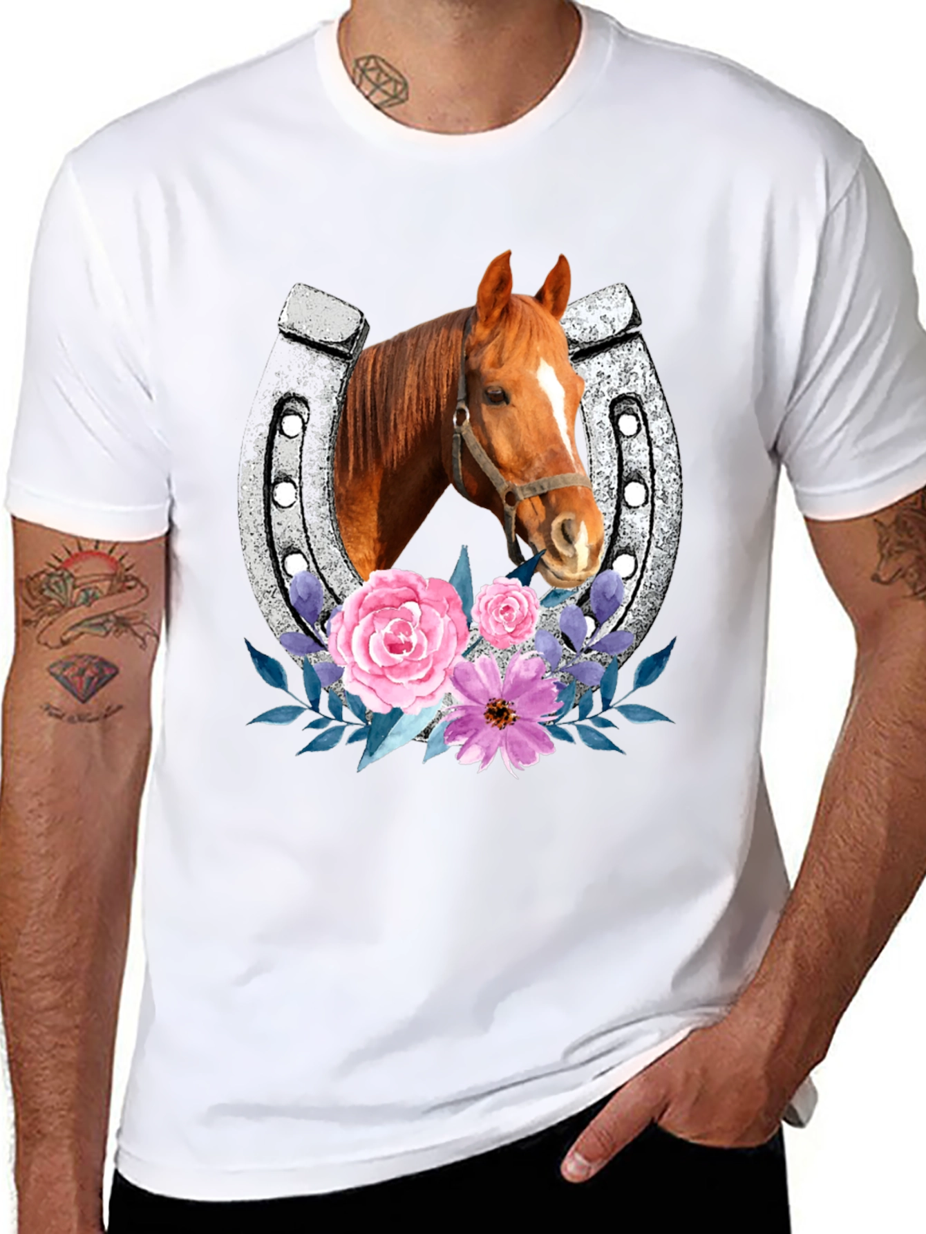 Horse & Horseshoe Floral Tee