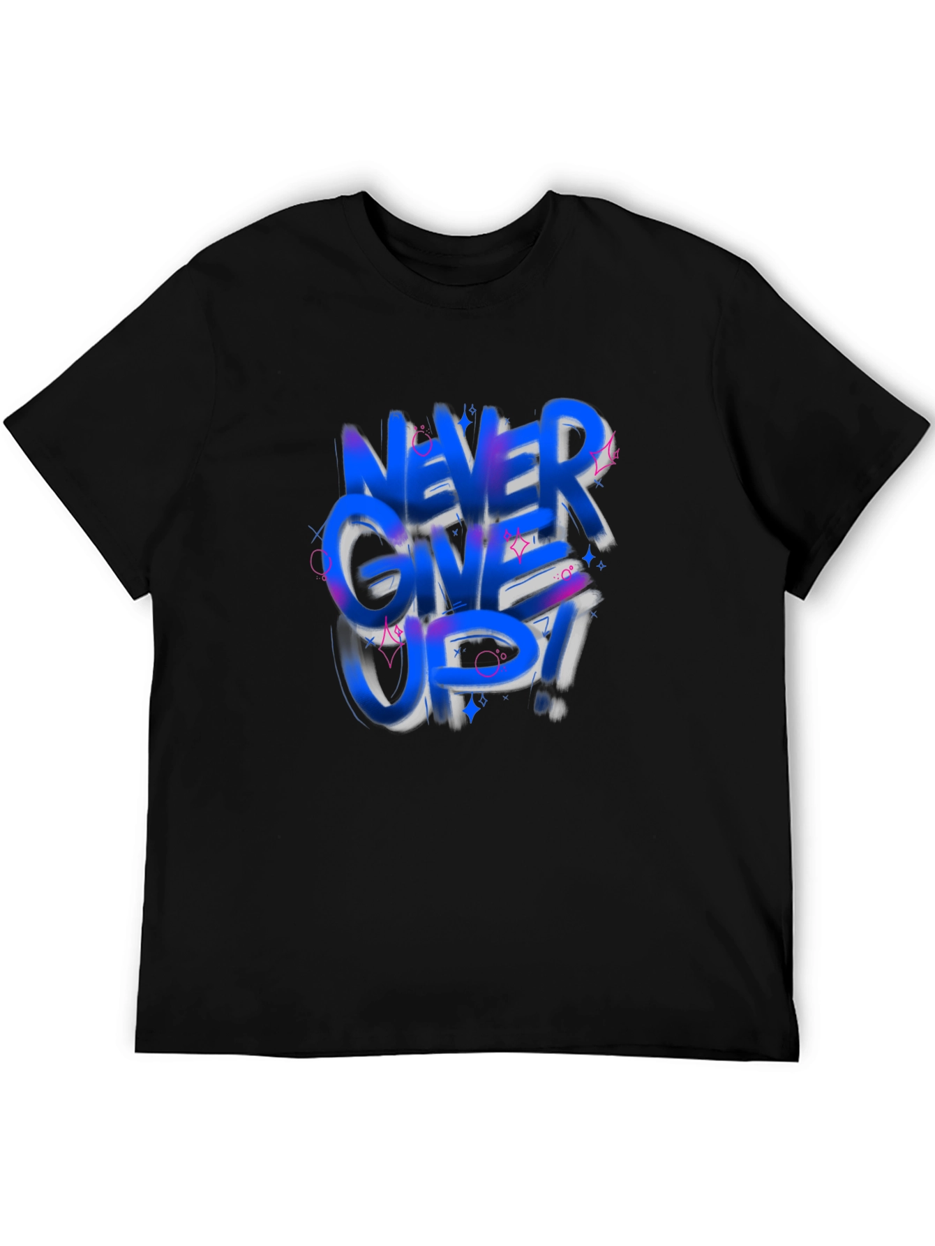 Never Give Up Graphic Tee - Trendy Black T-Shirt