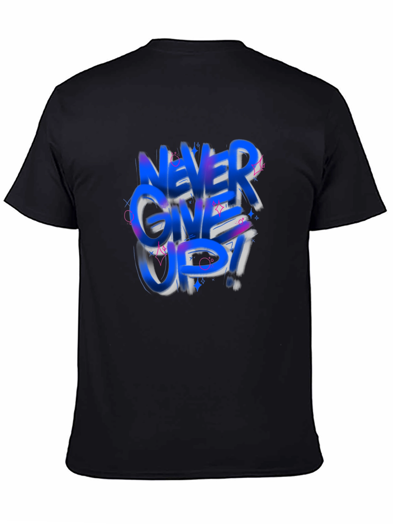 Never Give Up Graphic Tee - Trendy Black T-Shirt