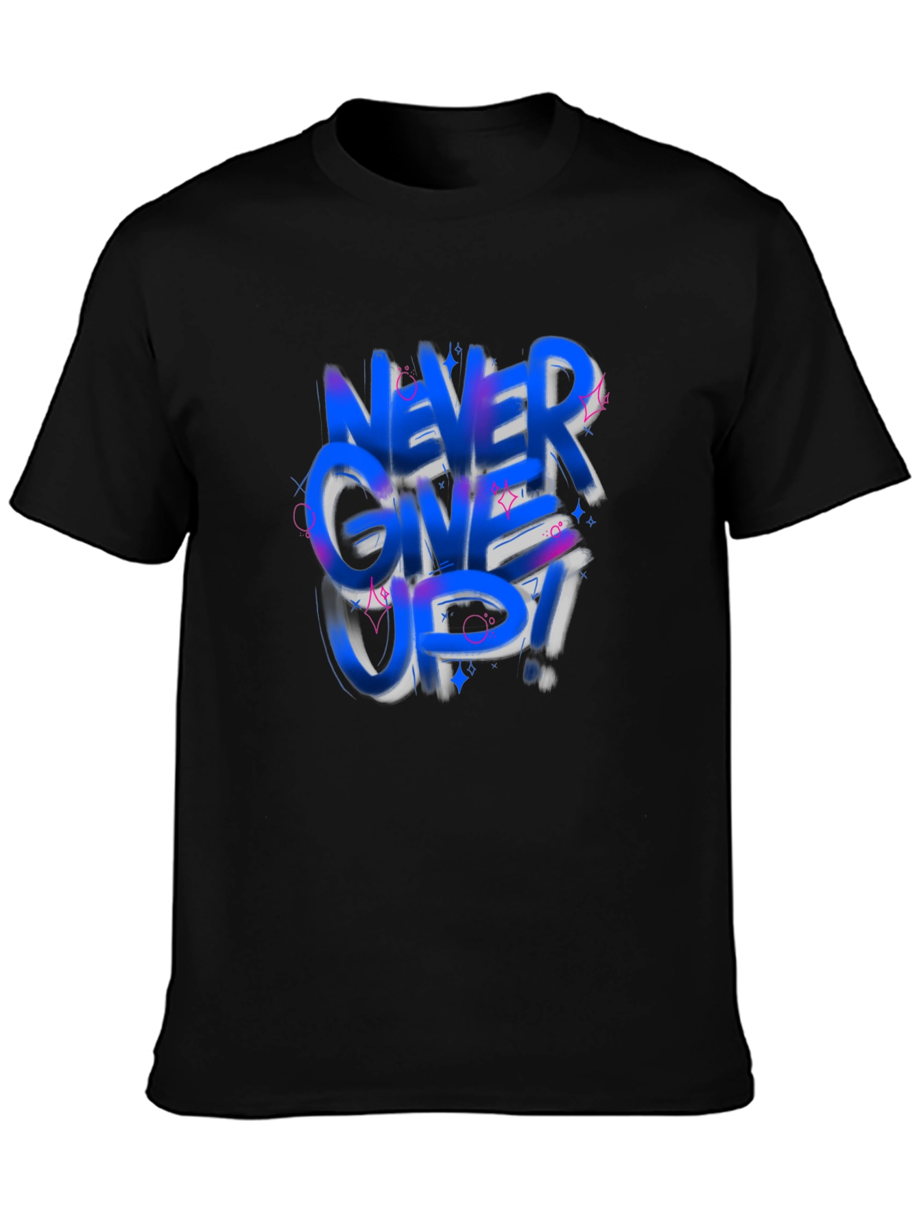 Never Give Up Graphic Tee - Trendy Black T-Shirt