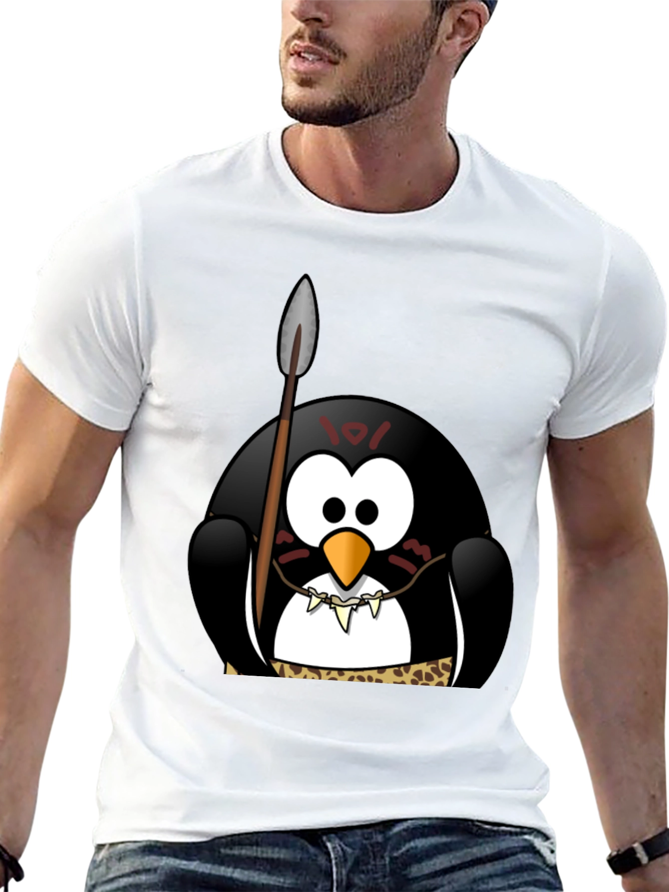 Tribal Penguin Graphic T-Shirt - Black Cotton Tee