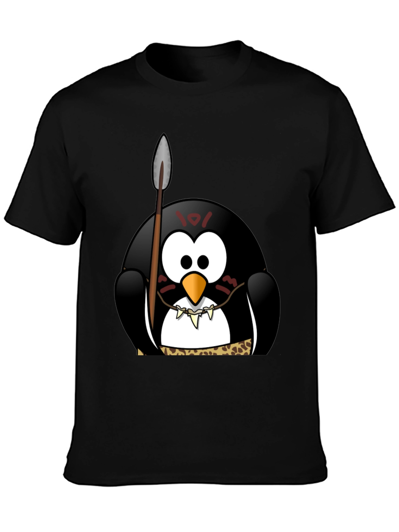 Tribal Penguin Graphic T-Shirt - Black Cotton Tee