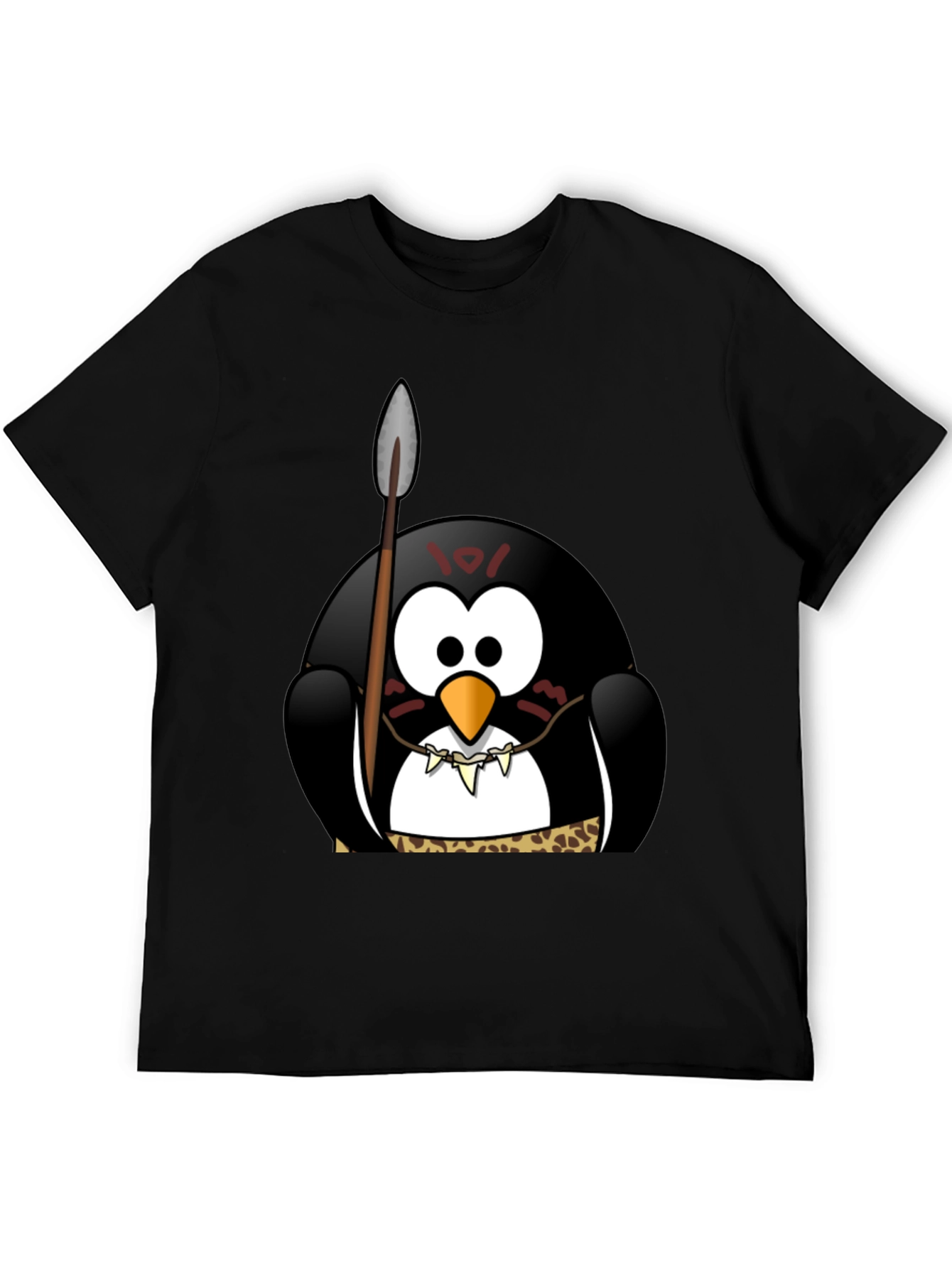 Tribal Penguin Graphic T-Shirt - Black Cotton Tee