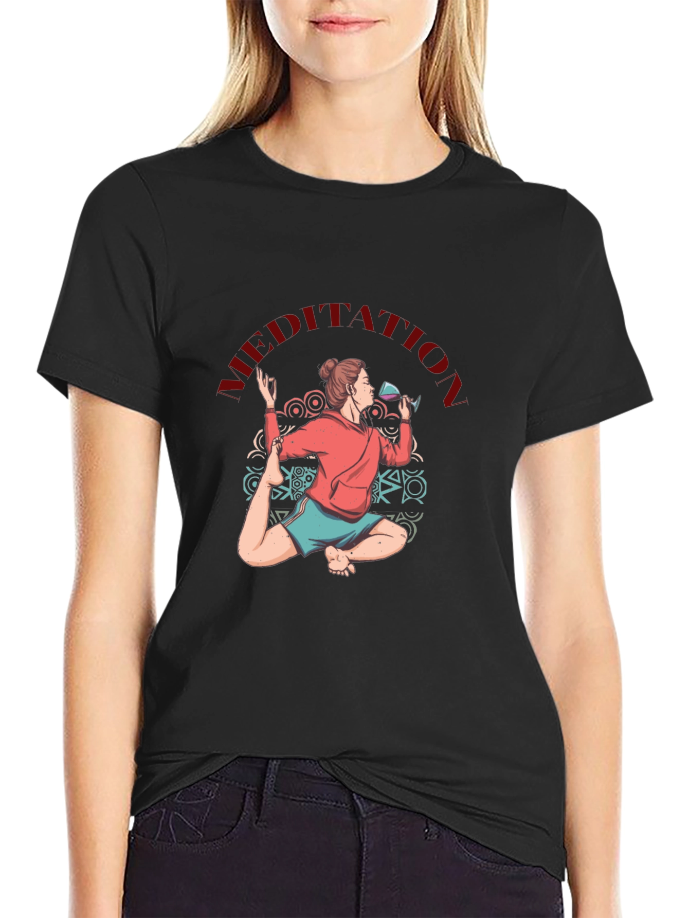 Meditative Yoga Wine Lover T-Shirt
