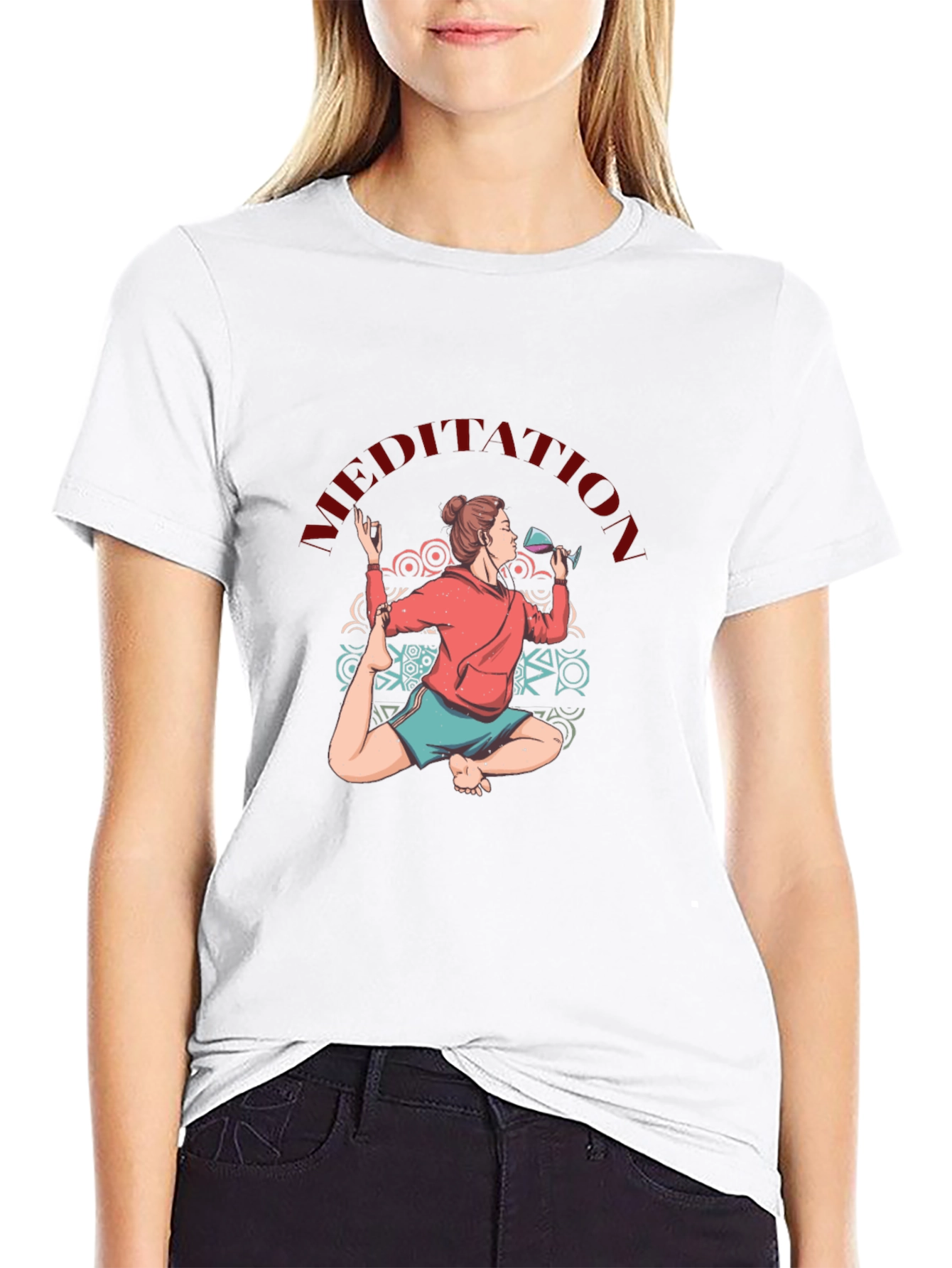 Meditative Yoga Wine Lover T-Shirt