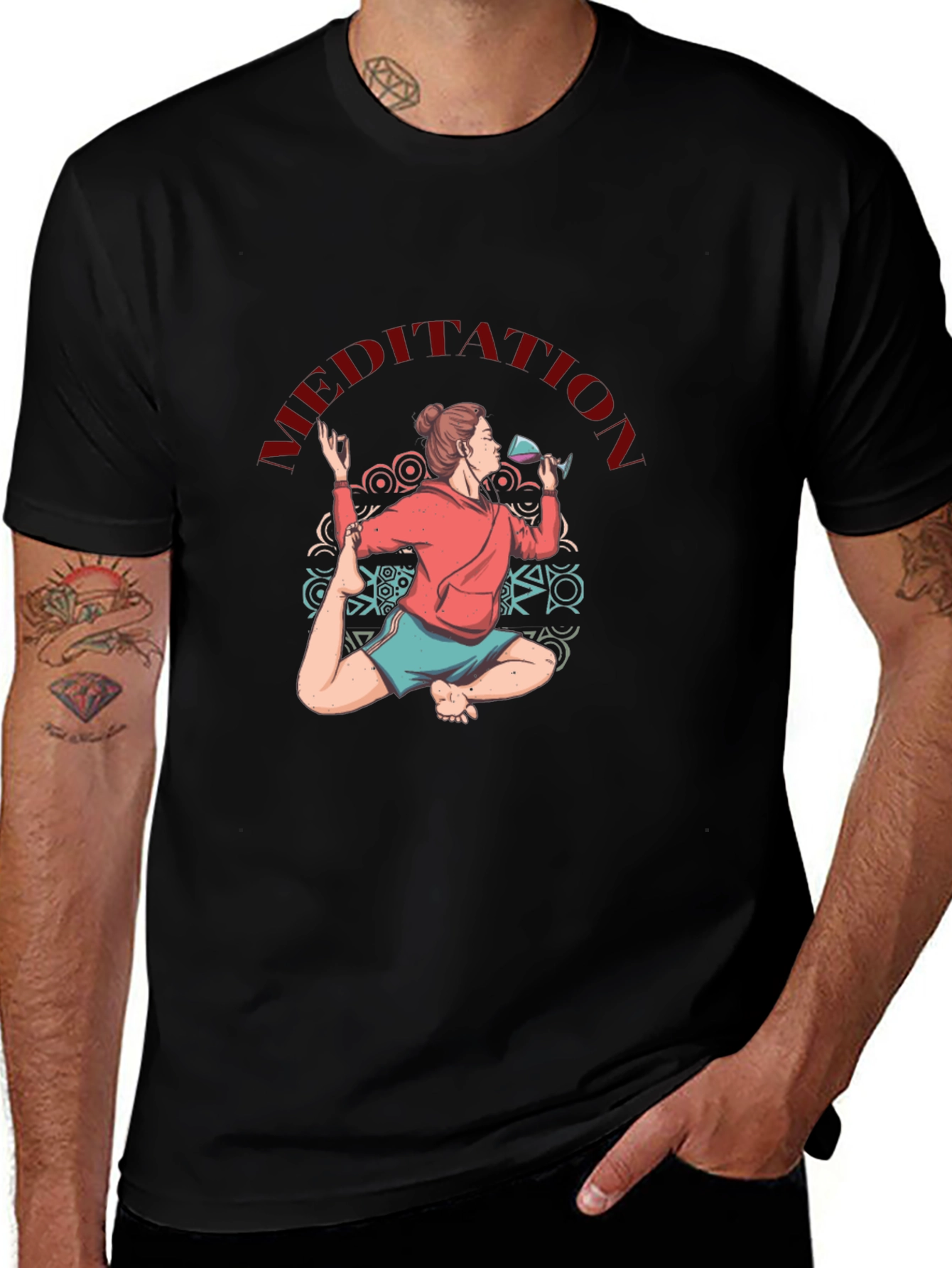 Meditative Yoga Wine Lover T-Shirt