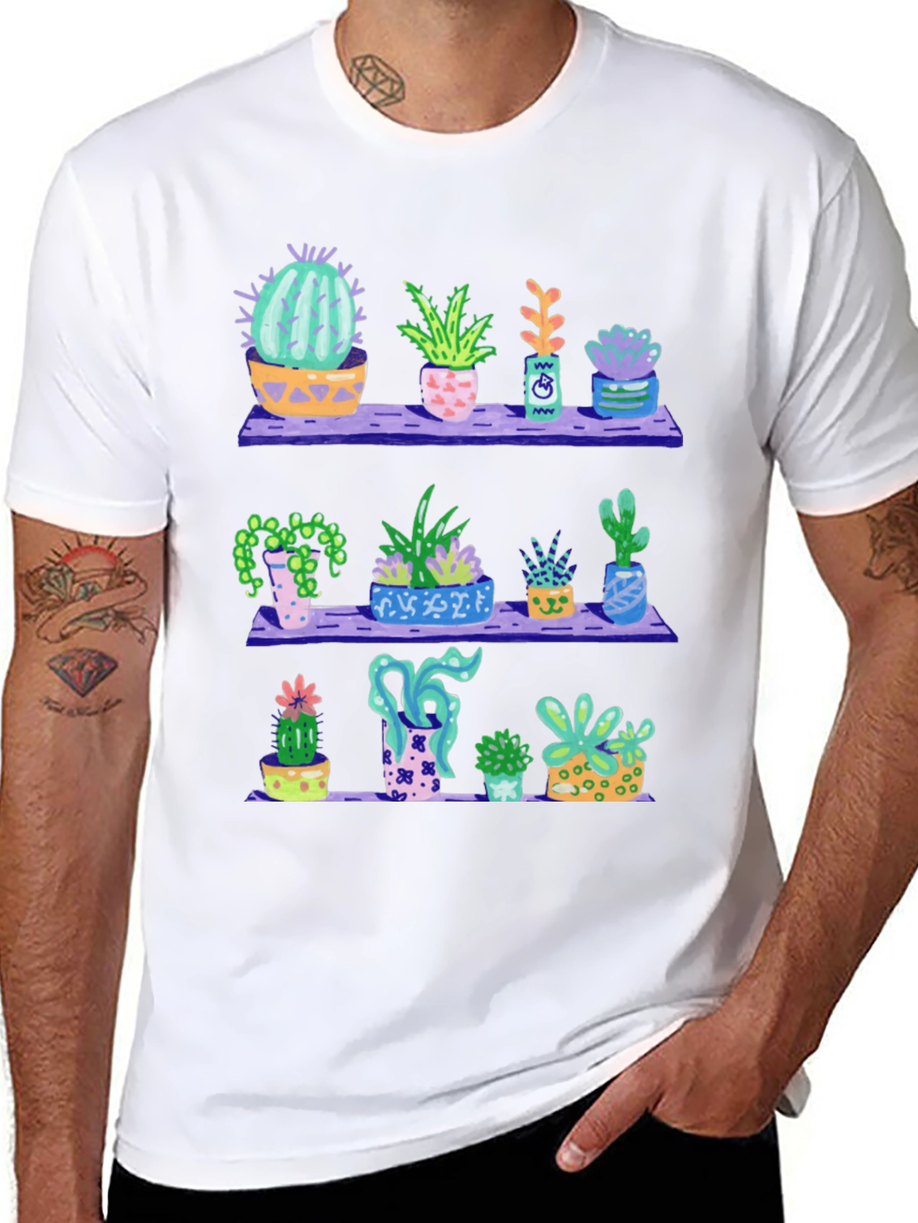 Cactus Shelf T-Shirt - Trendy Plant Lover Tee
