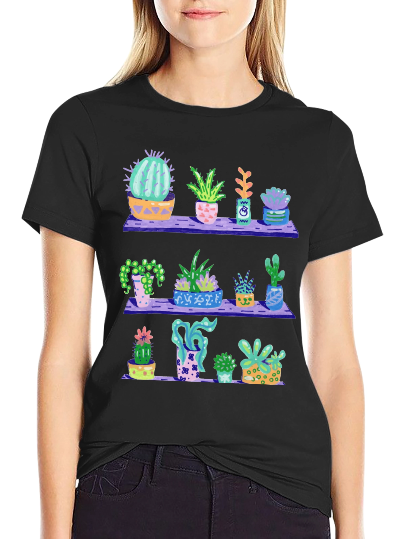 Cactus Shelf T-Shirt - Trendy Plant Lover Tee
