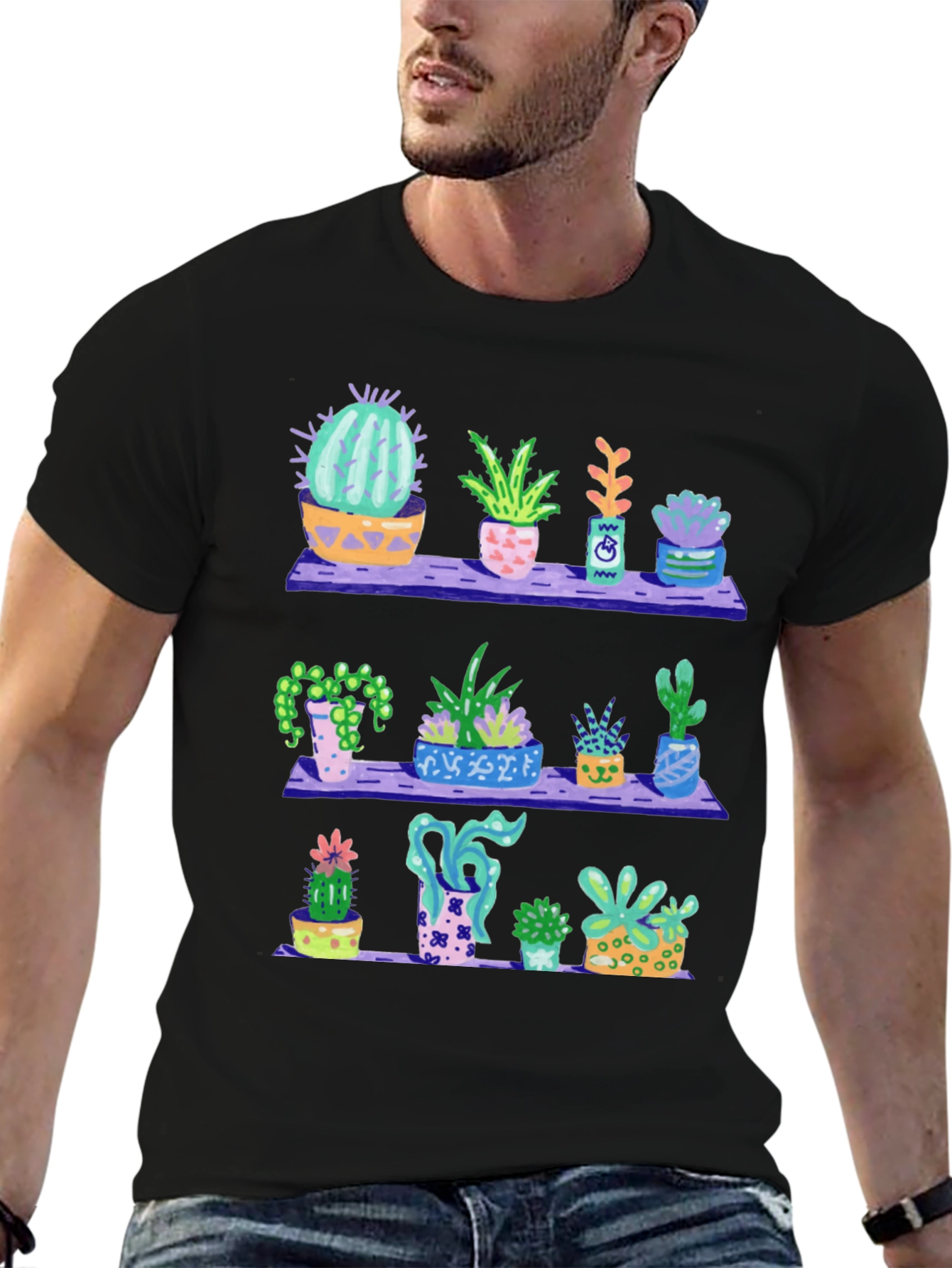 Cactus Shelf T-Shirt - Trendy Plant Lover Tee
