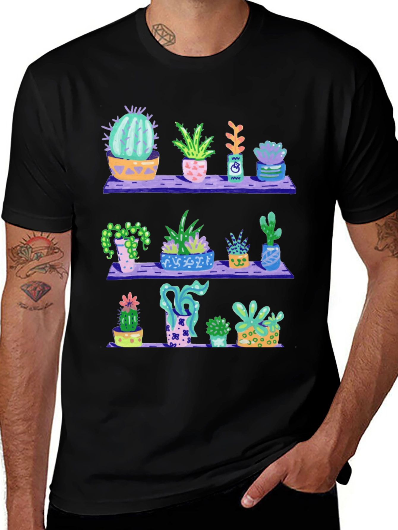 Cactus Shelf T-Shirt - Trendy Plant Lover Tee