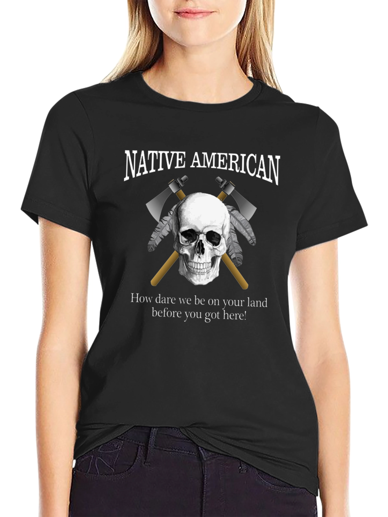 Native American Skull T-Shirt: Land Rights Design