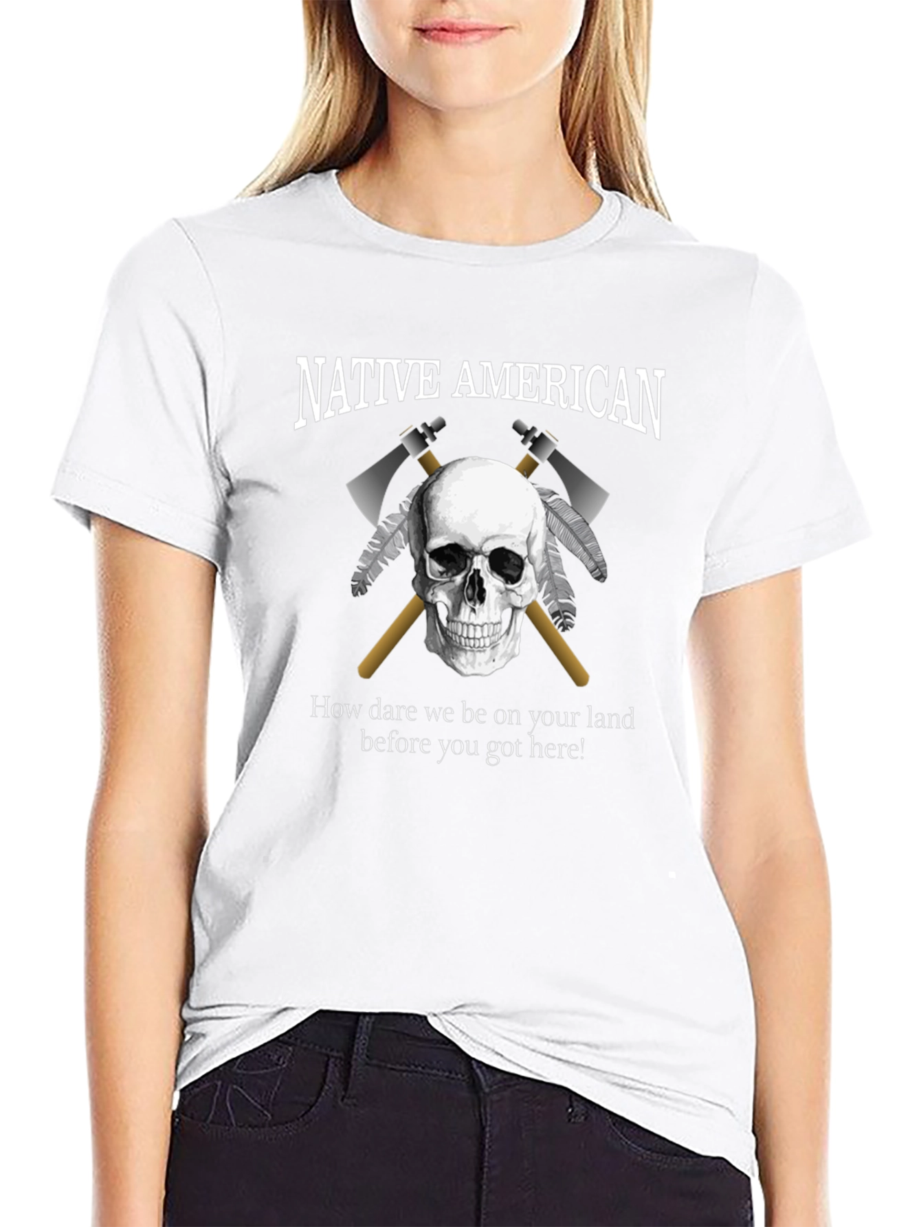 Native American Skull T-Shirt: Land Rights Design