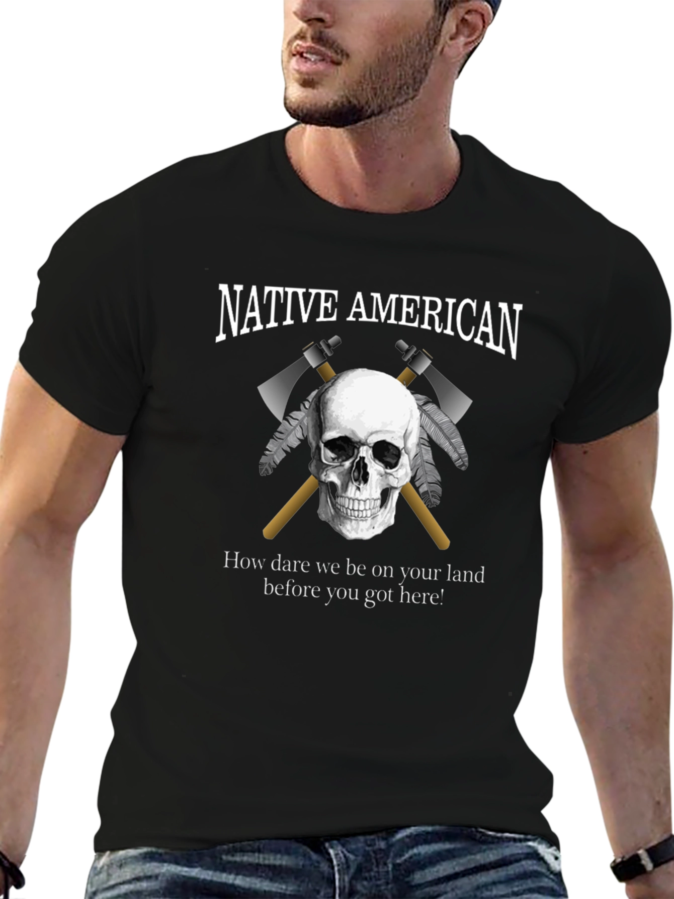 Native American Skull T-Shirt: Land Rights Design