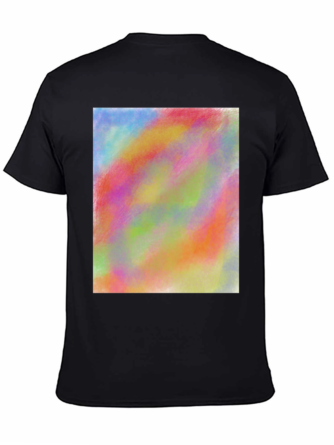 Vibrant Abstract Art Print Black Tee Shirt