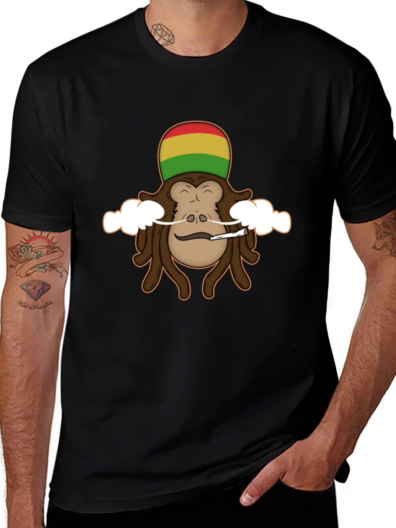 Rasta Monkey Graphic Tee - Cool Novelty Shirt