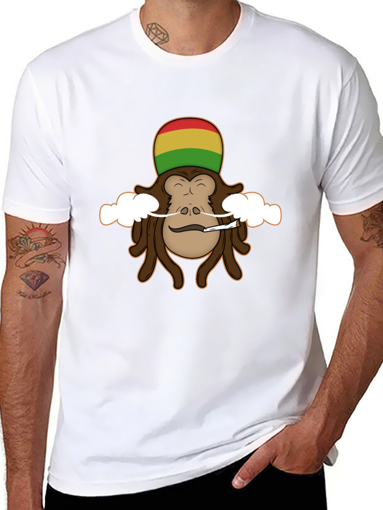 Rasta Monkey Graphic Tee - Cool Novelty Shirt