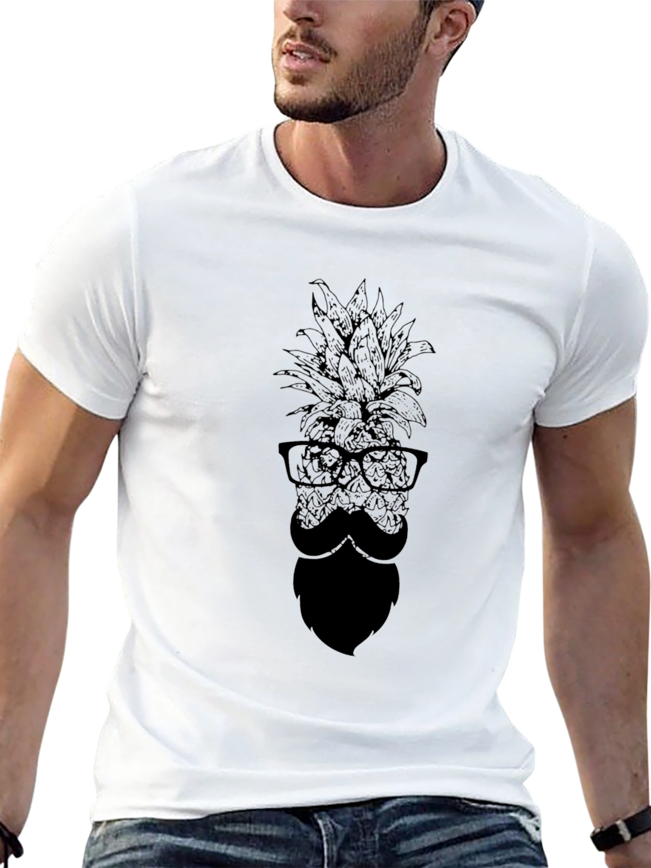 Mens Black Pineapple Graphic Tee