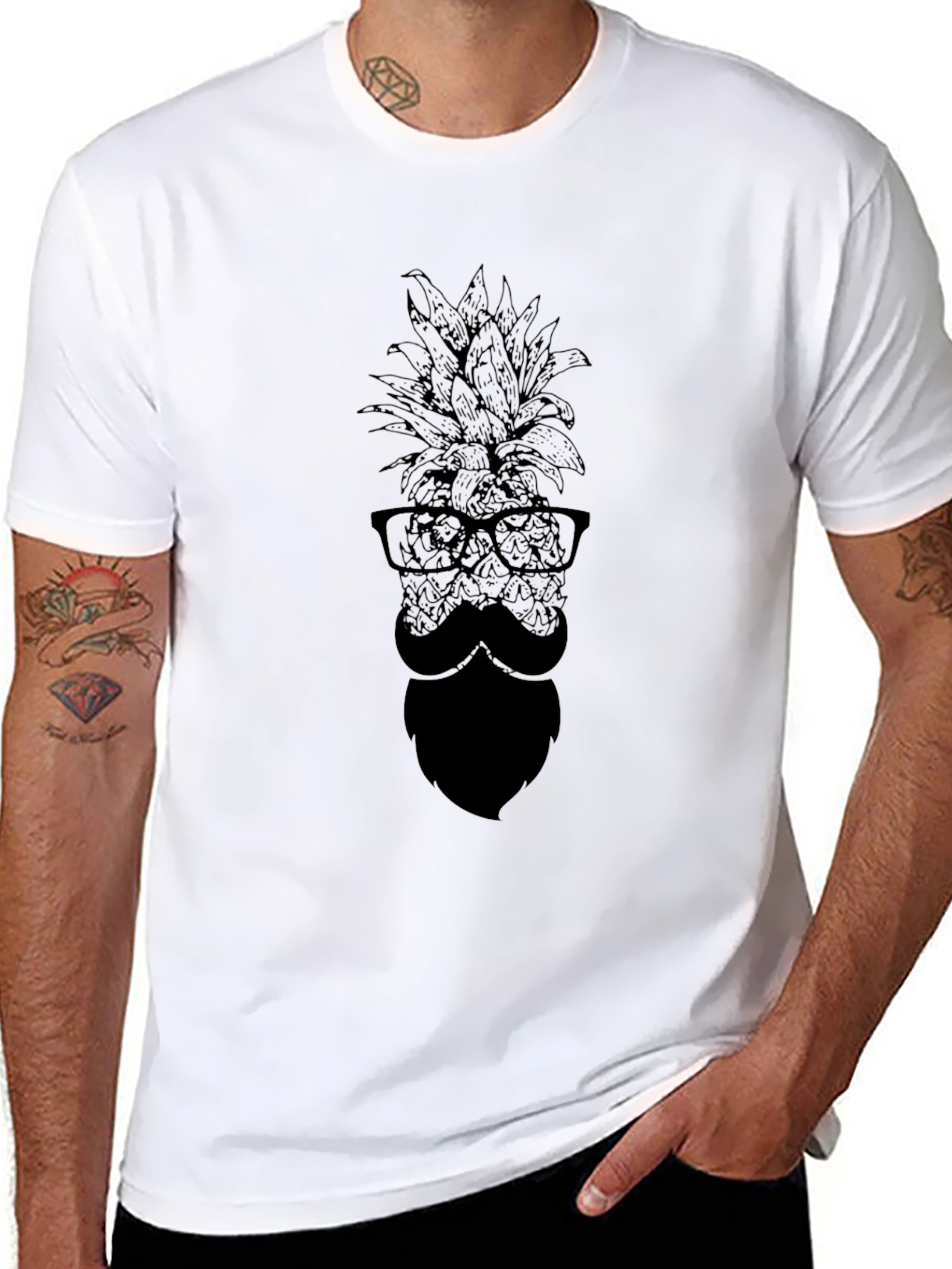Mens Black Pineapple Graphic Tee