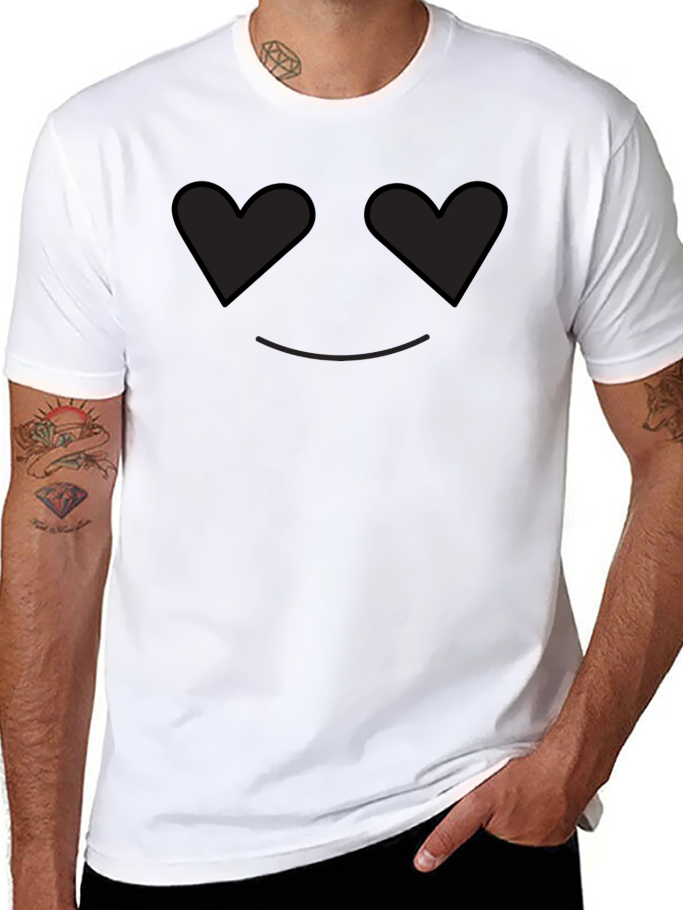 Heart Eyes Emoji T-Shirt -  Black