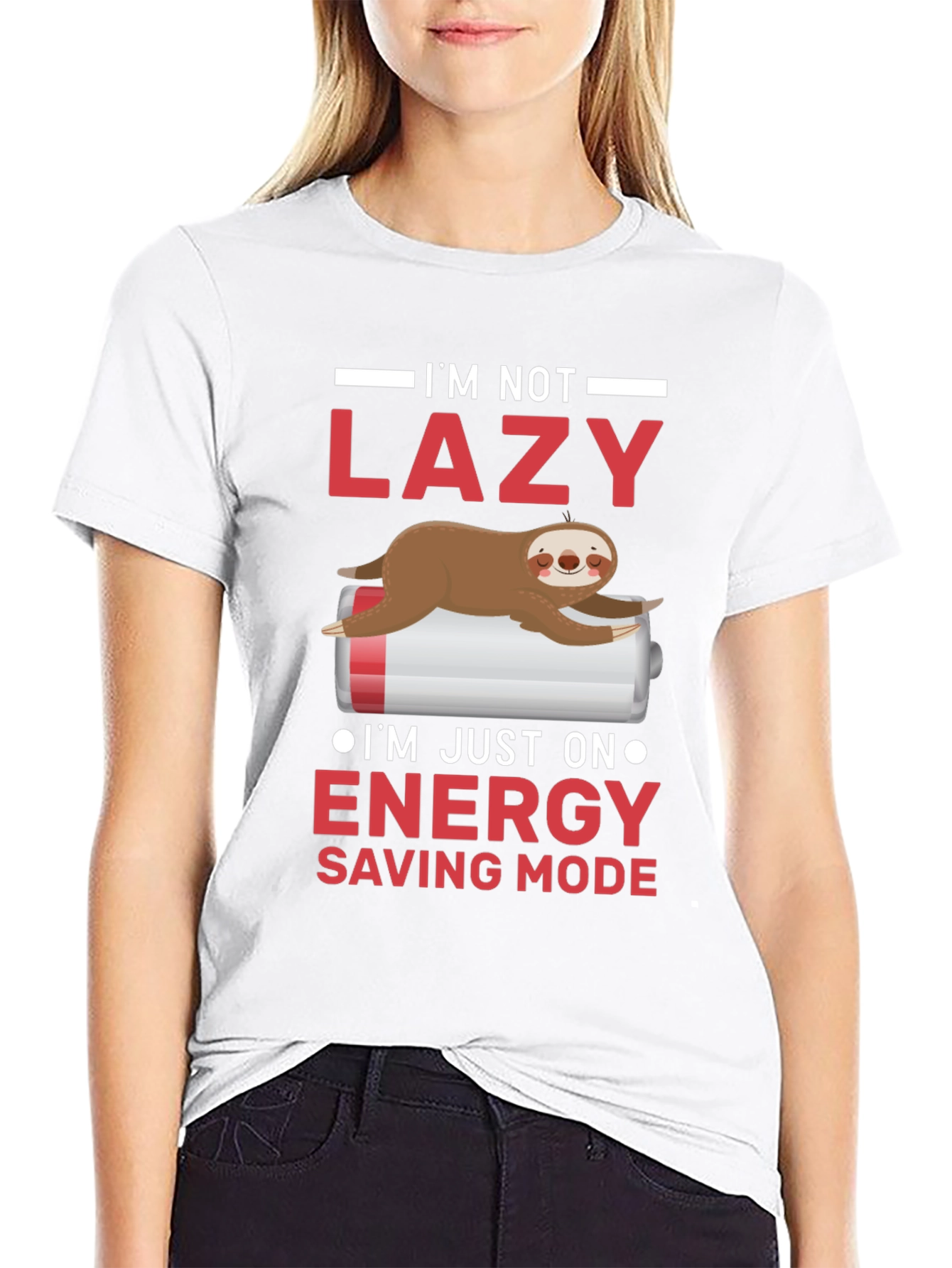Lazy Sloth Energy Saving Mode Funny T-Shirt