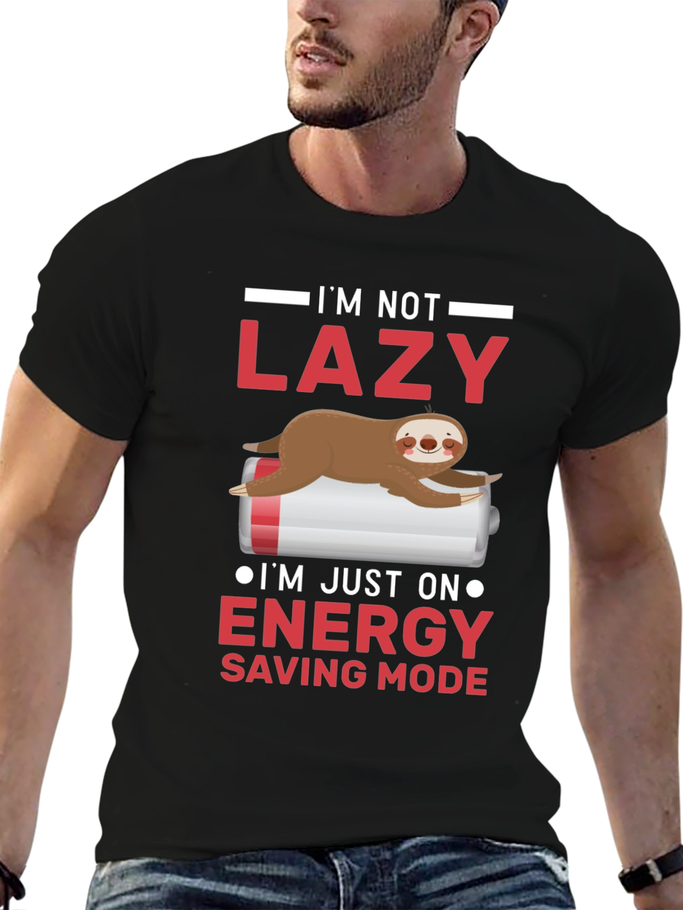 Lazy Sloth Energy Saving Mode Funny T-Shirt