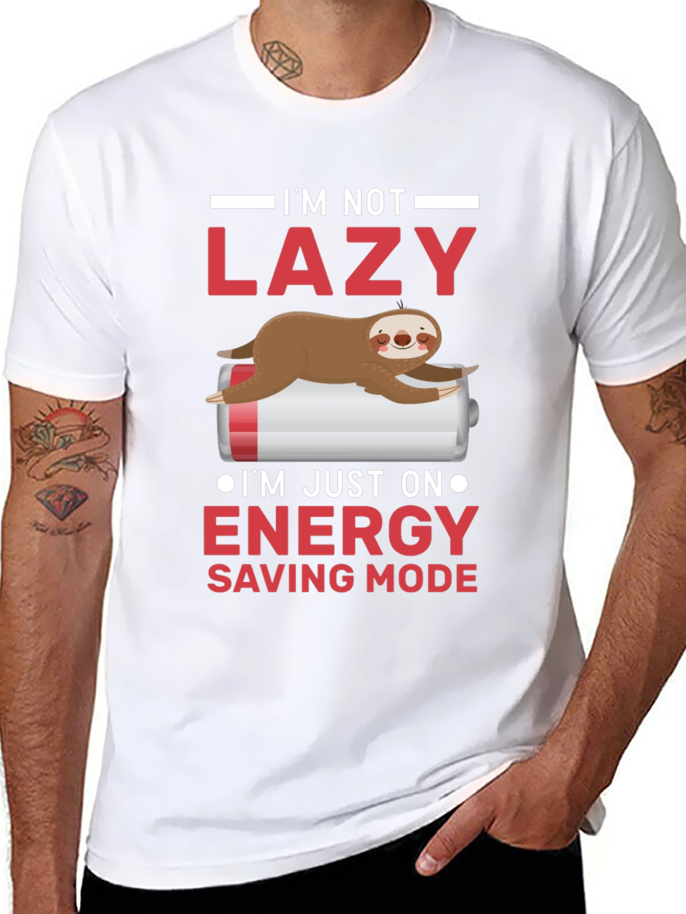 Lazy Sloth Energy Saving Mode Funny T-Shirt