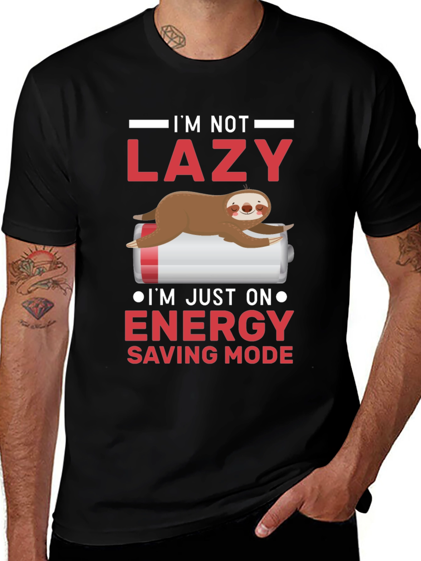 Lazy Sloth Energy Saving Mode Funny T-Shirt