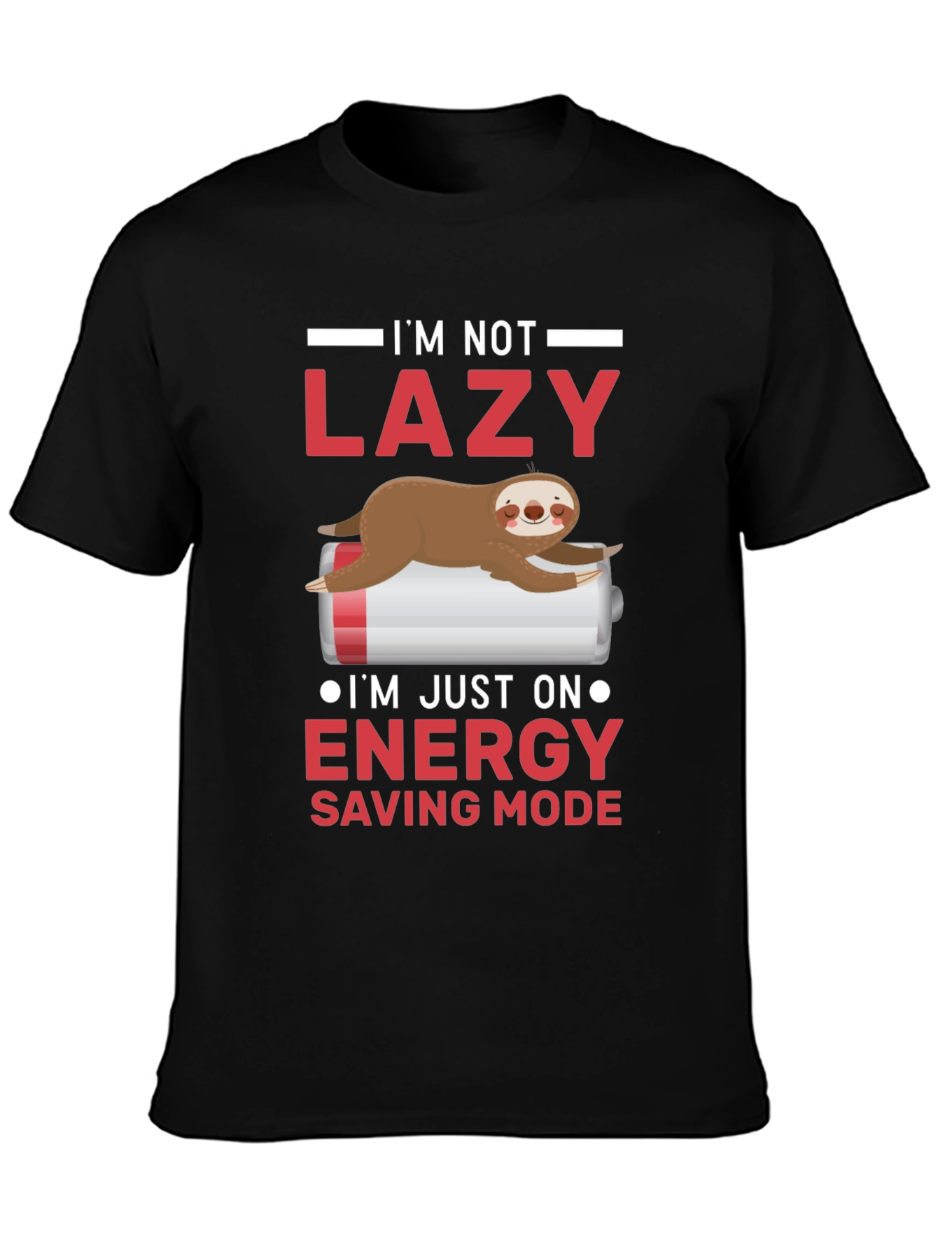 Lazy Sloth Energy Saving Mode Funny T-Shirt
