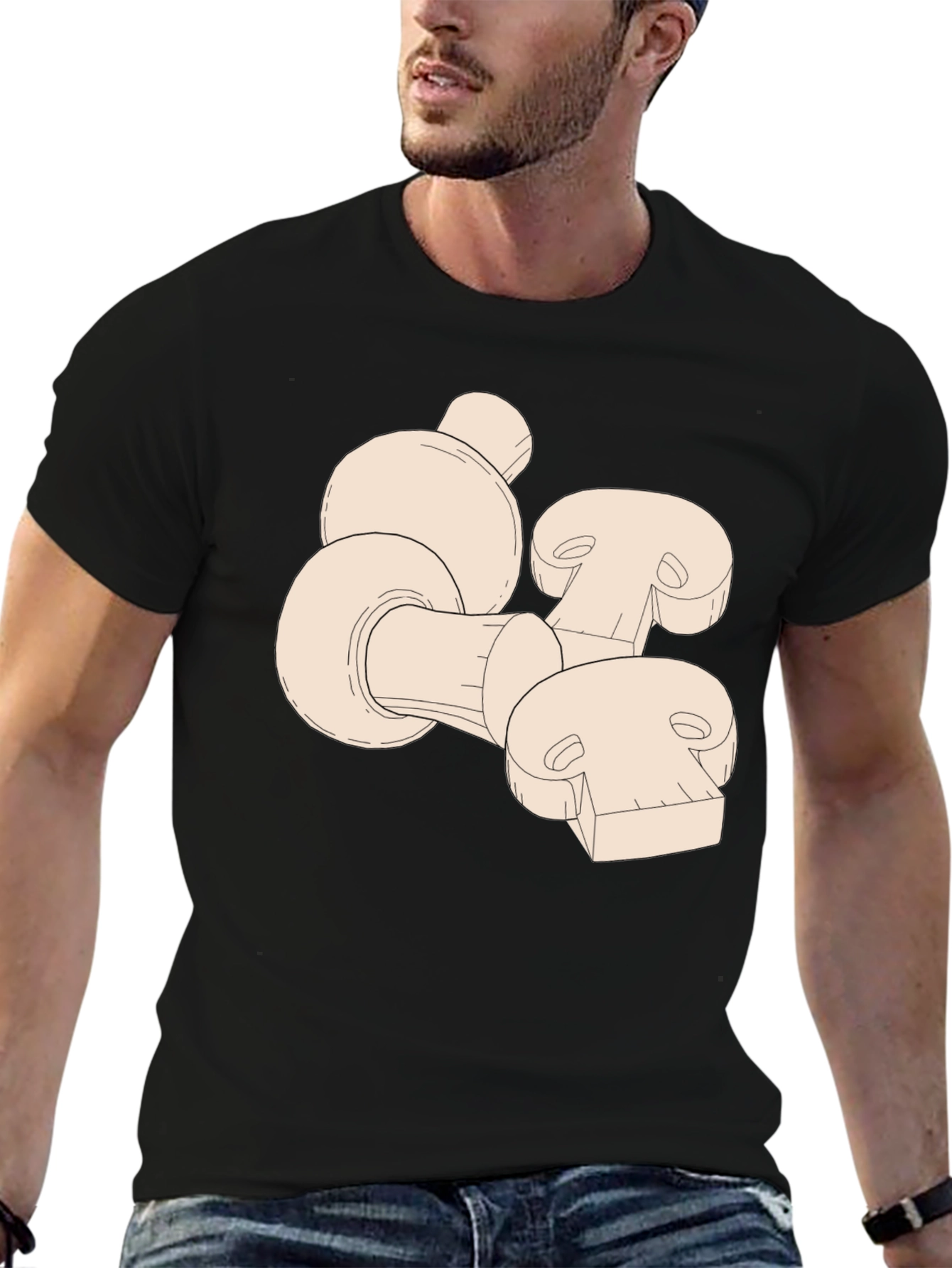 Mushroom Graphic Print Mens Black T-Shirt