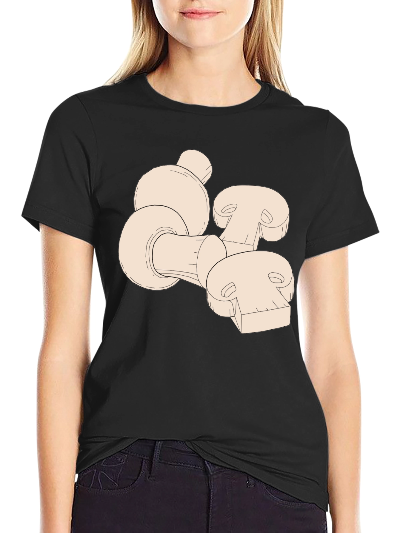 Mushroom Graphic Print Mens Black T-Shirt