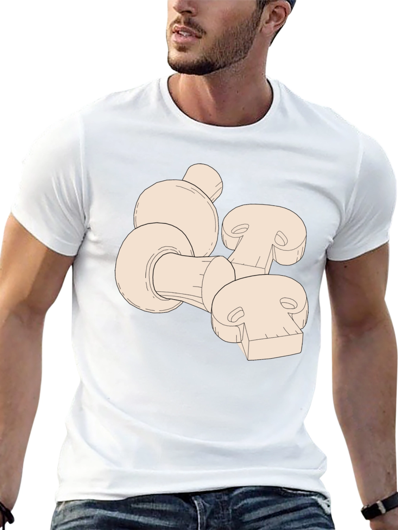 Mushroom Graphic Print Mens Black T-Shirt