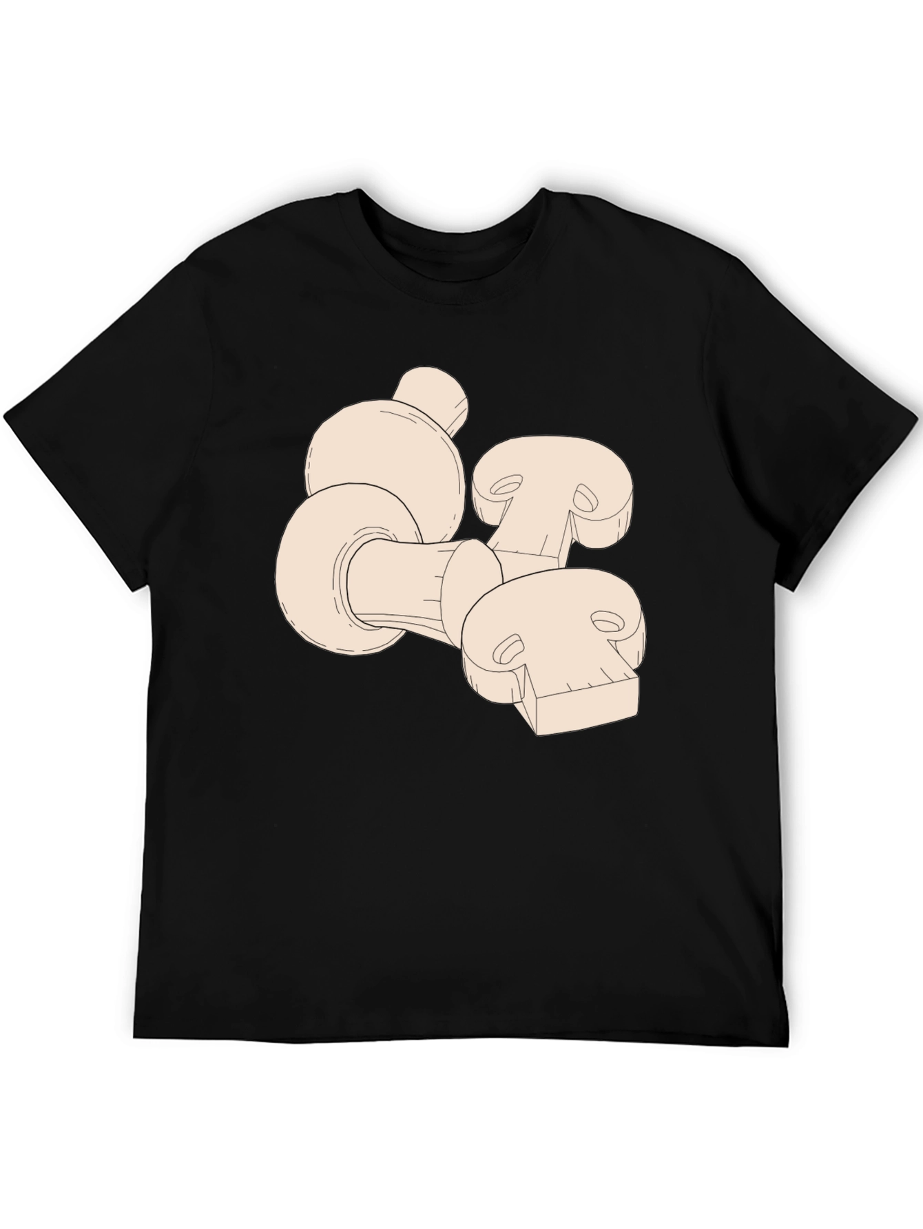 Mushroom Graphic Print Mens Black T-Shirt
