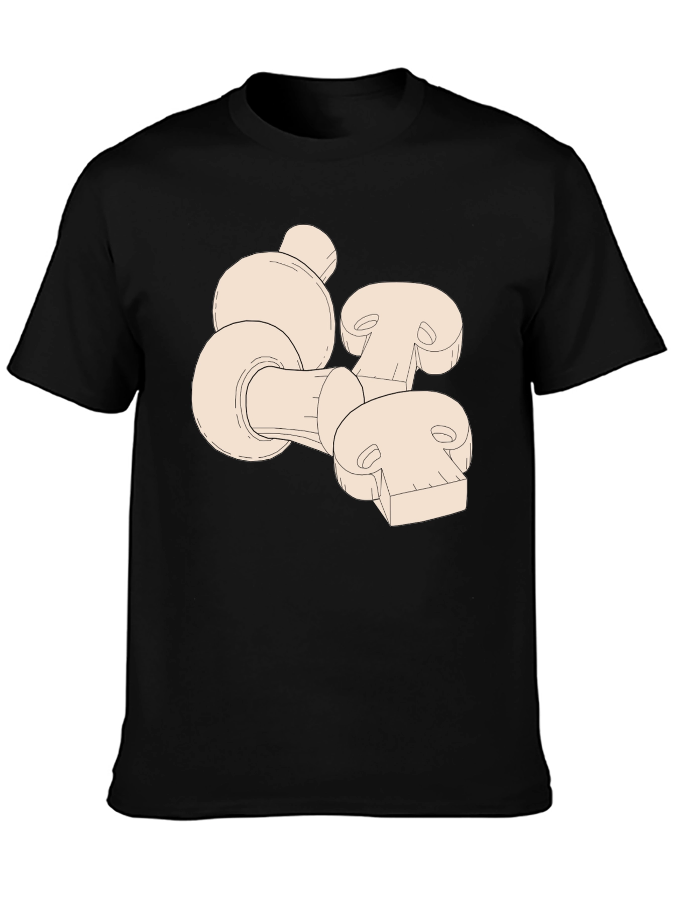 Mushroom Graphic Print Mens Black T-Shirt