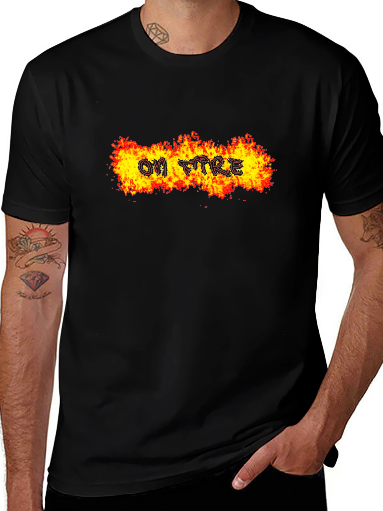 On Fire Graphic Tee - Bold Black T-Shirt