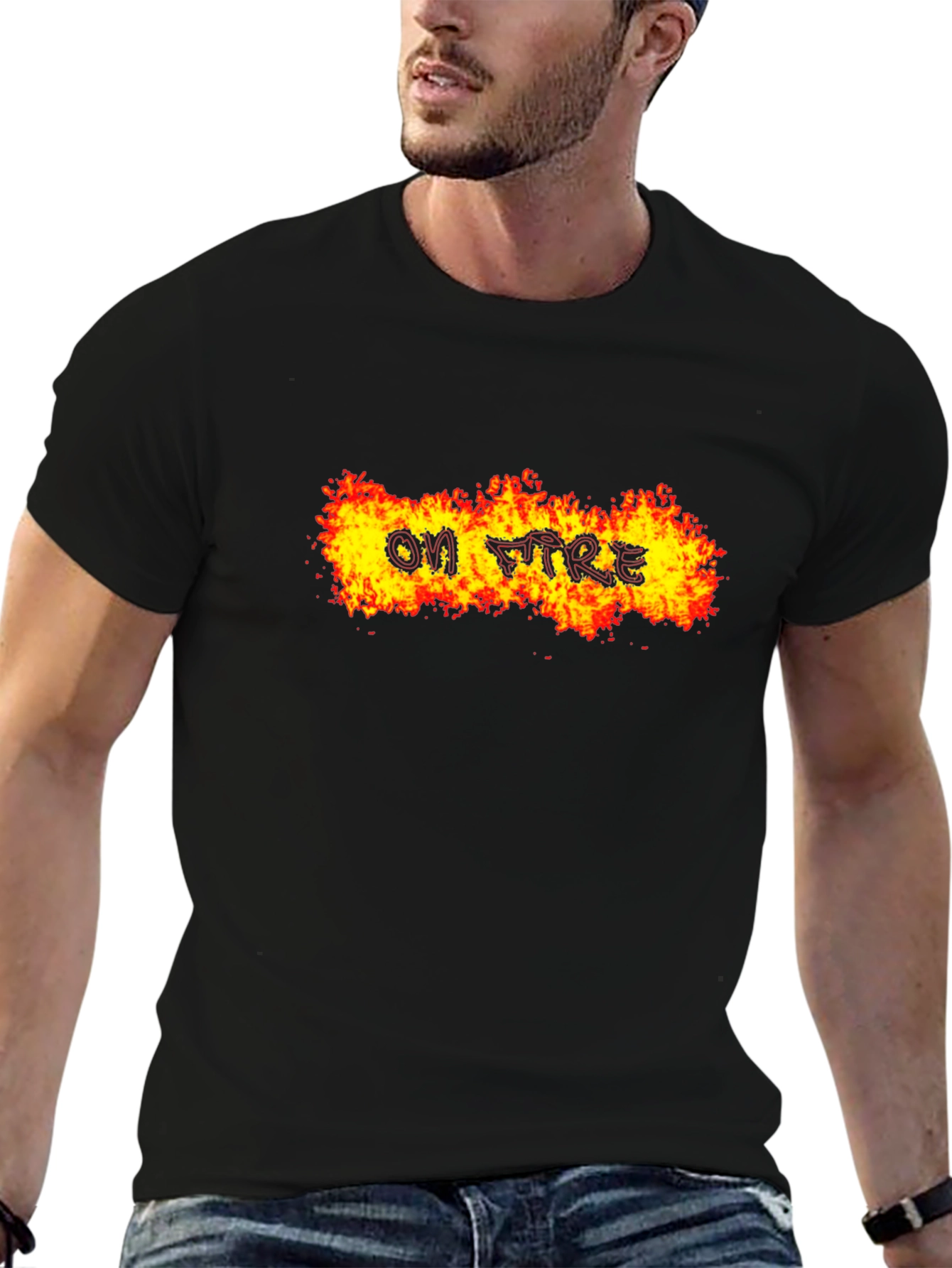 On Fire Graphic Tee - Bold Black T-Shirt