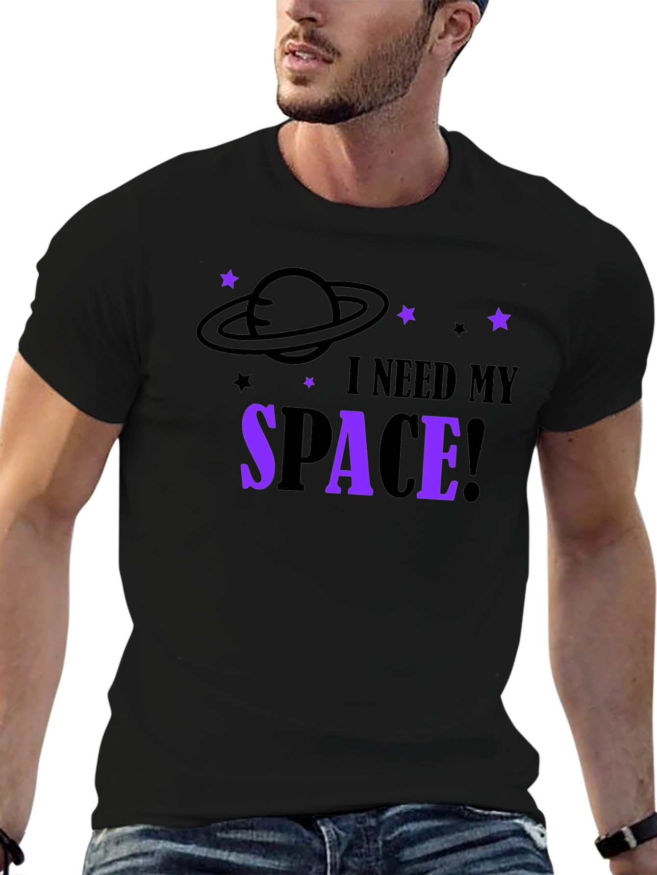 I Need My Space Graphic T-Shirt - Black