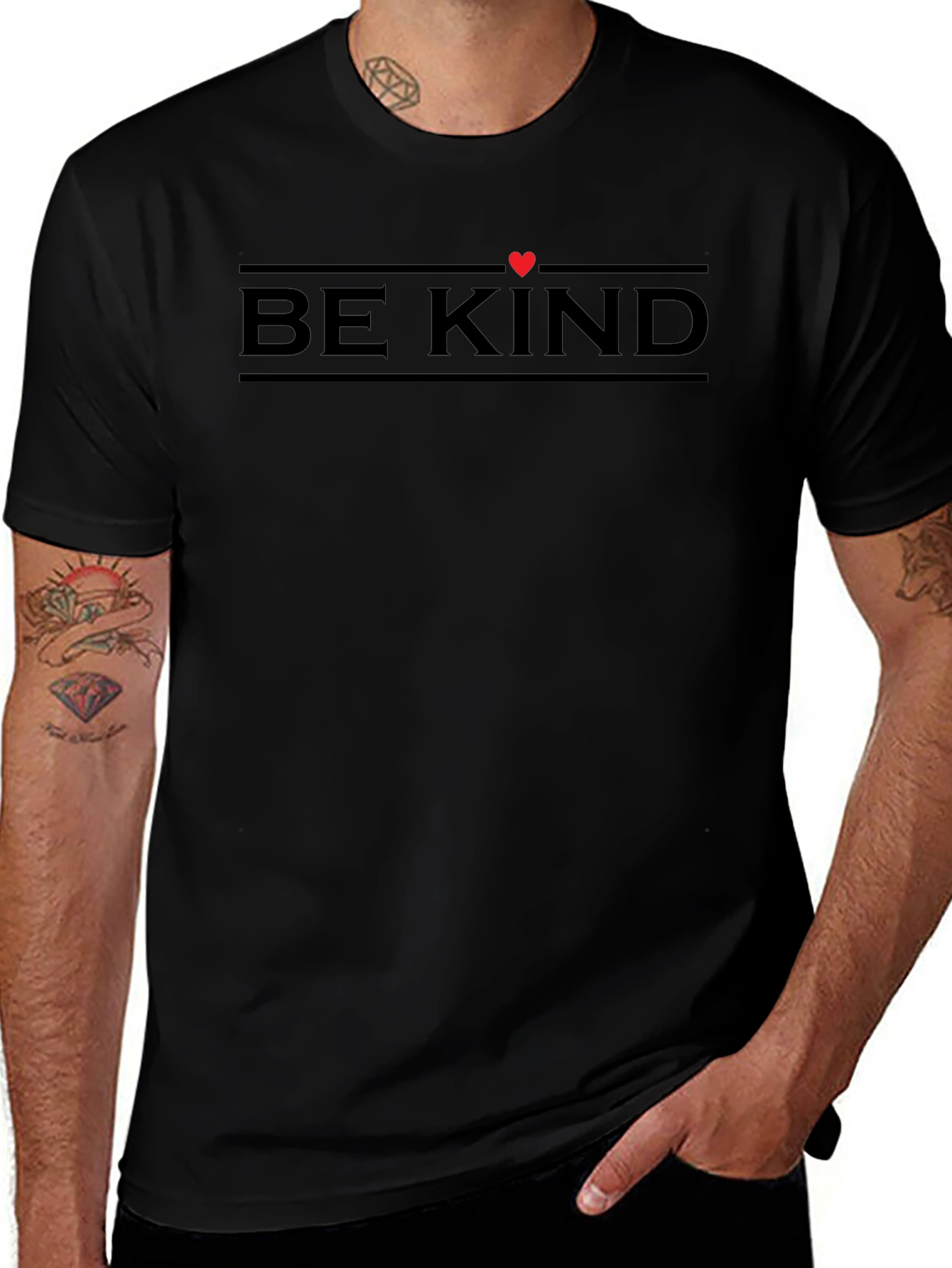 Be Kind Heart Graphic Tee - Black Casual Shirt