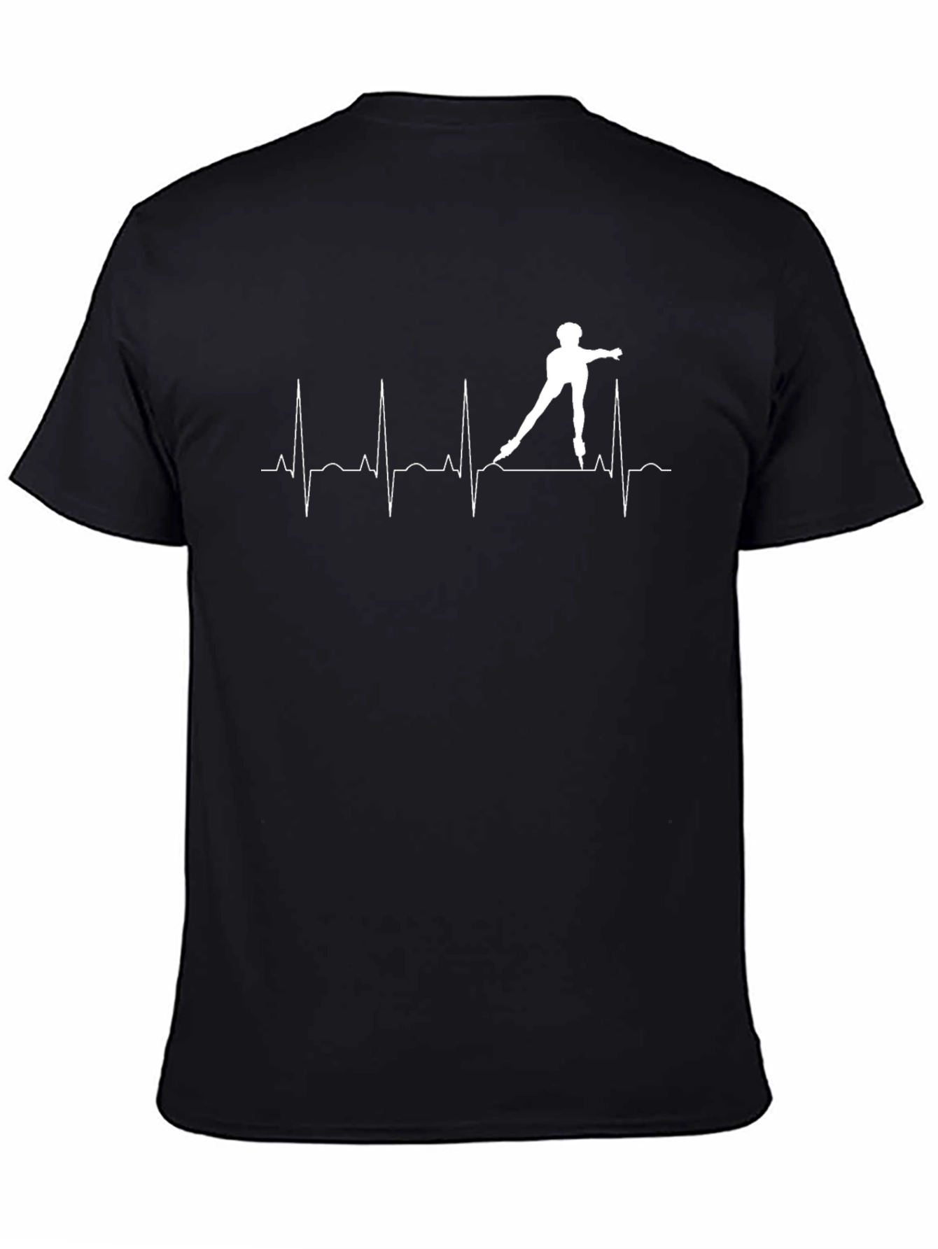 Skater Heartbeat T-Shirt - Black Cotton Graphic Tee