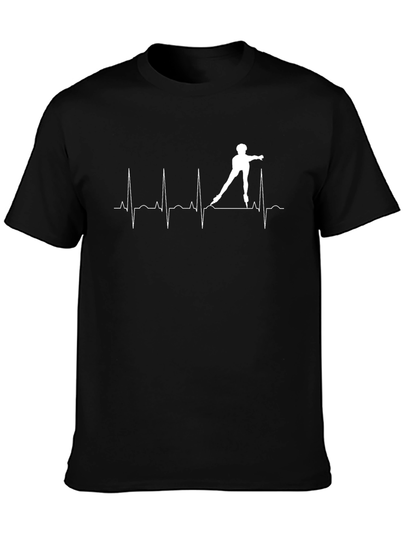 Skater Heartbeat T-Shirt - Black Cotton Graphic Tee