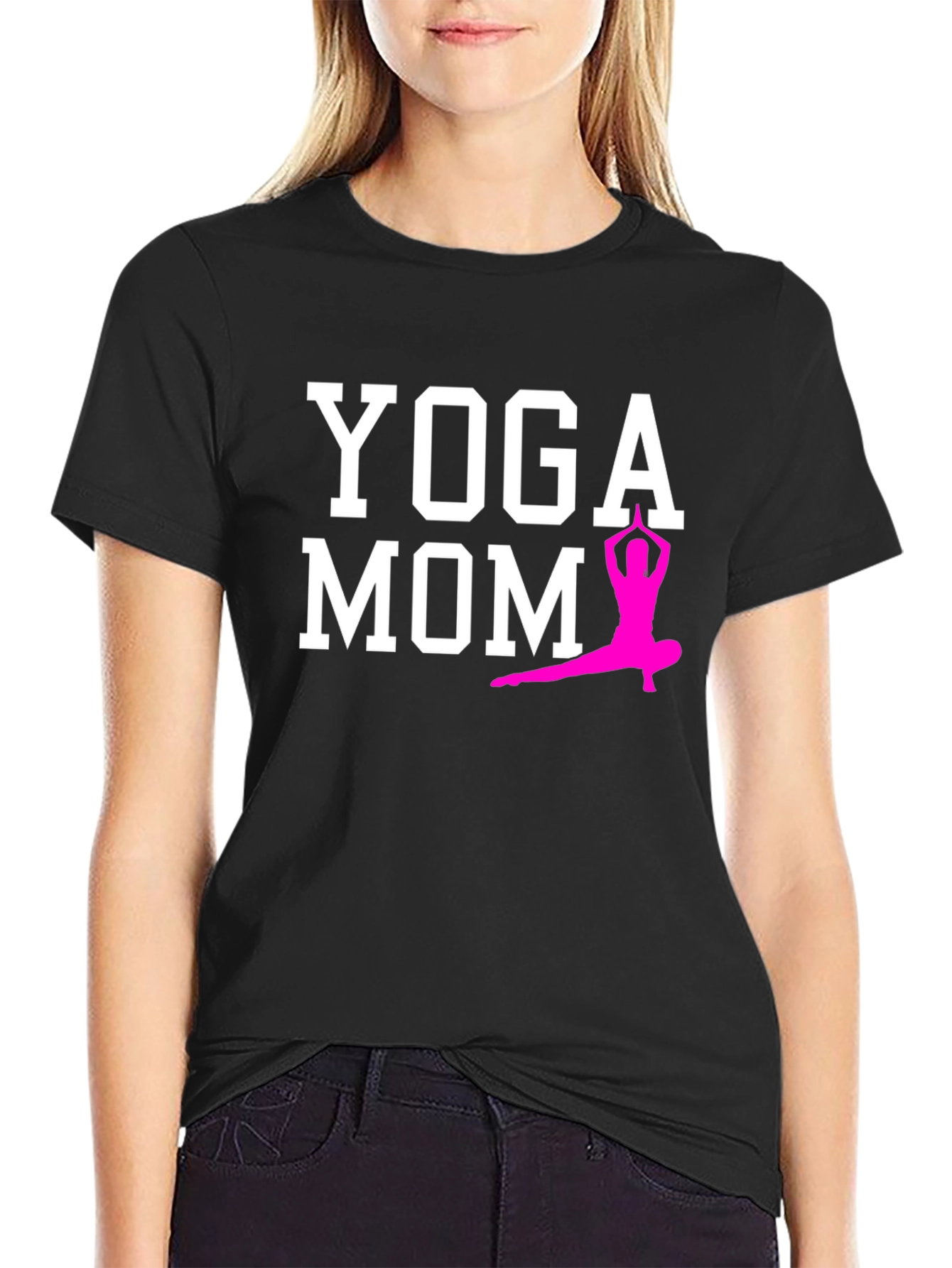 Yoga Mom T-Shirt - Black Cotton Blend