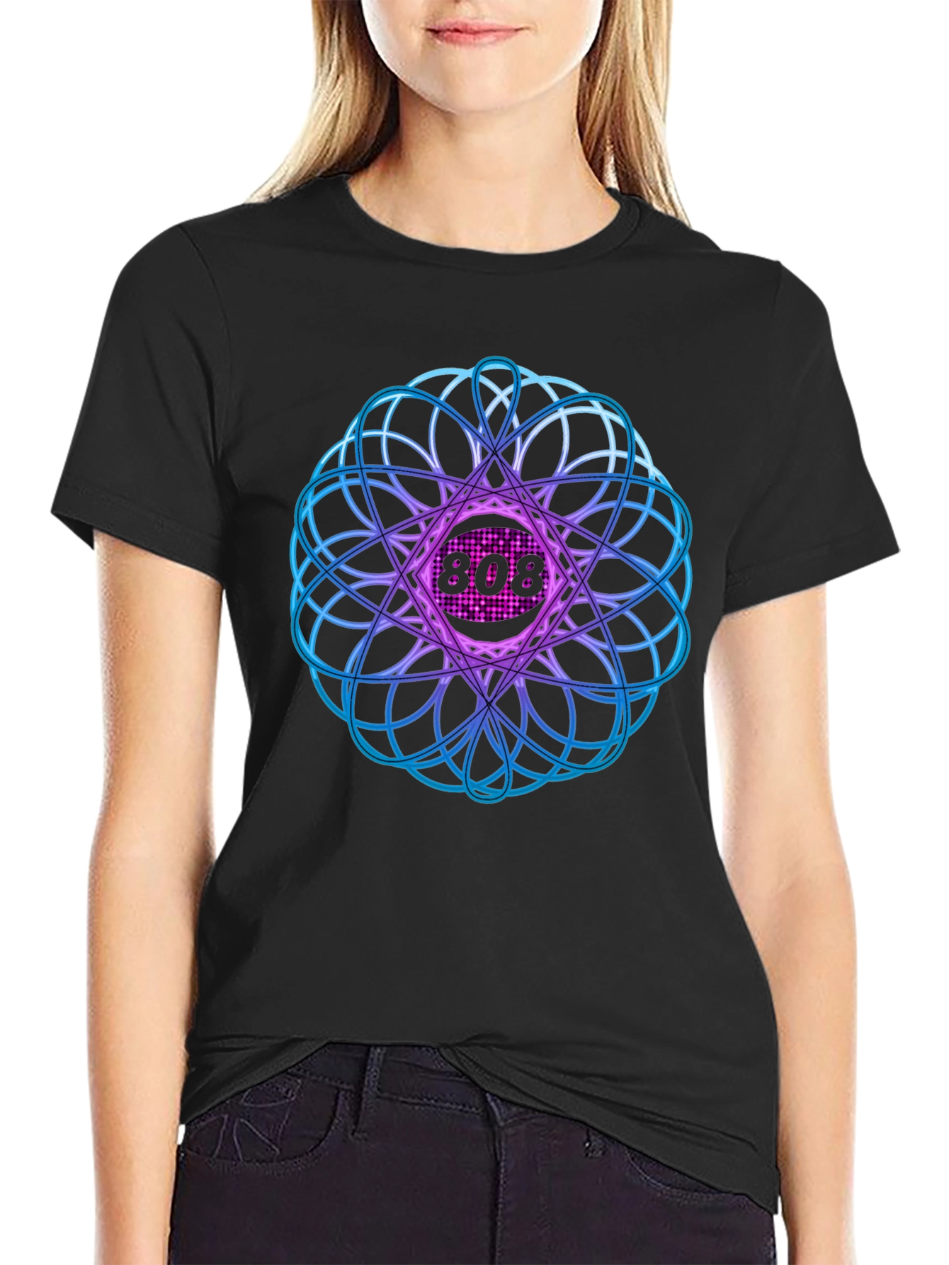 Abstract Geometric 808 Black T-Shirt