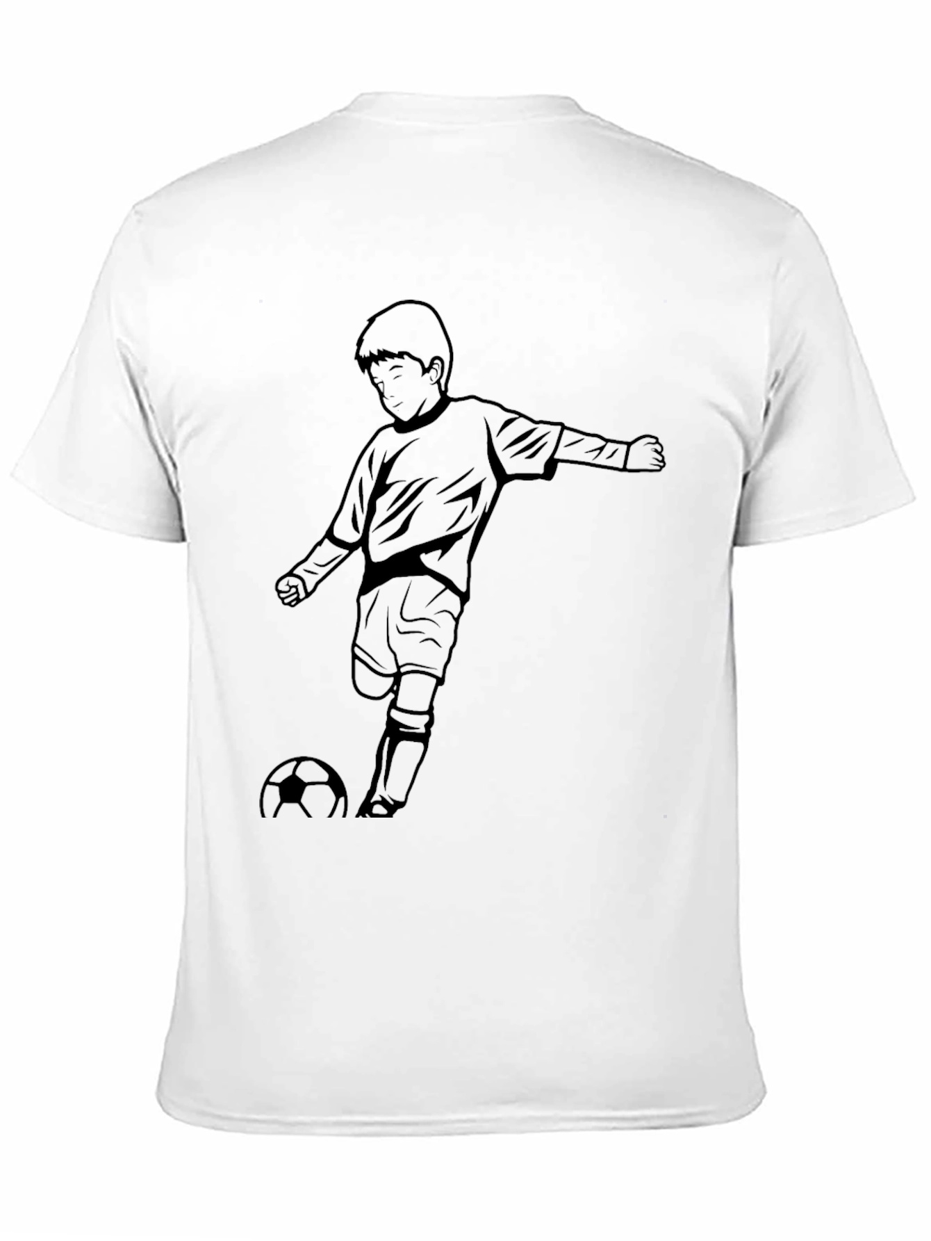 Boy Soccer Graphic Tee - Black Cotton T-Shirt
