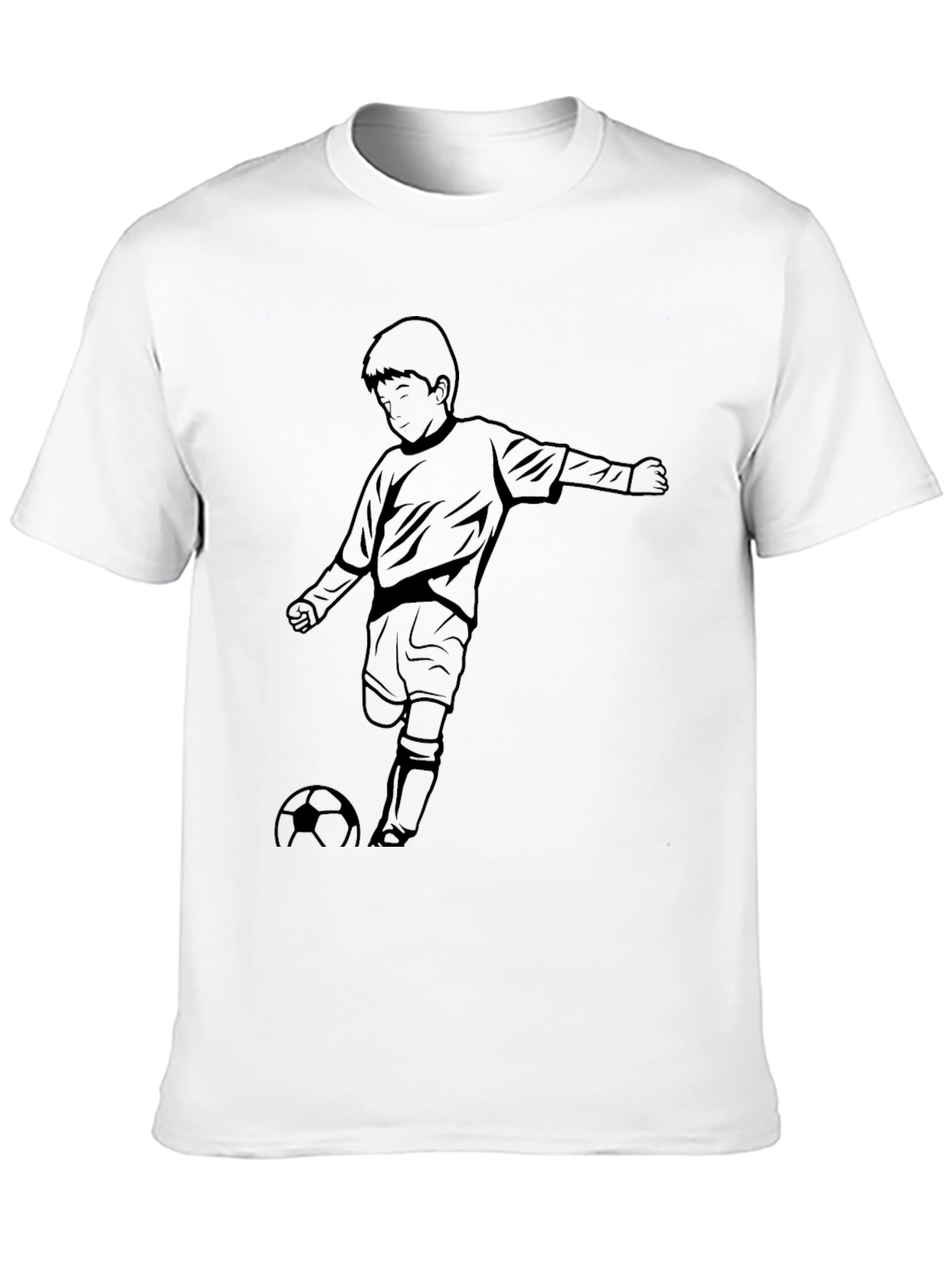 Boy Soccer Graphic Tee - Black Cotton T-Shirt